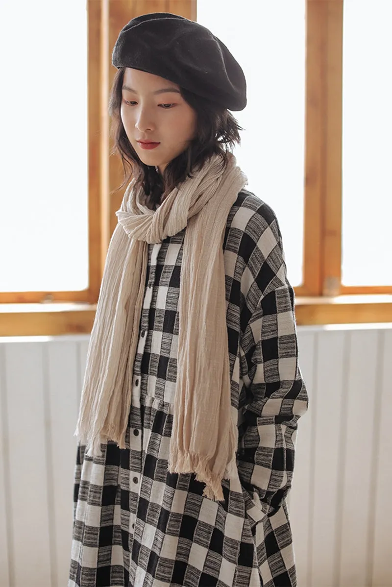 Plaid Long Shirt Dress For Women Q91009