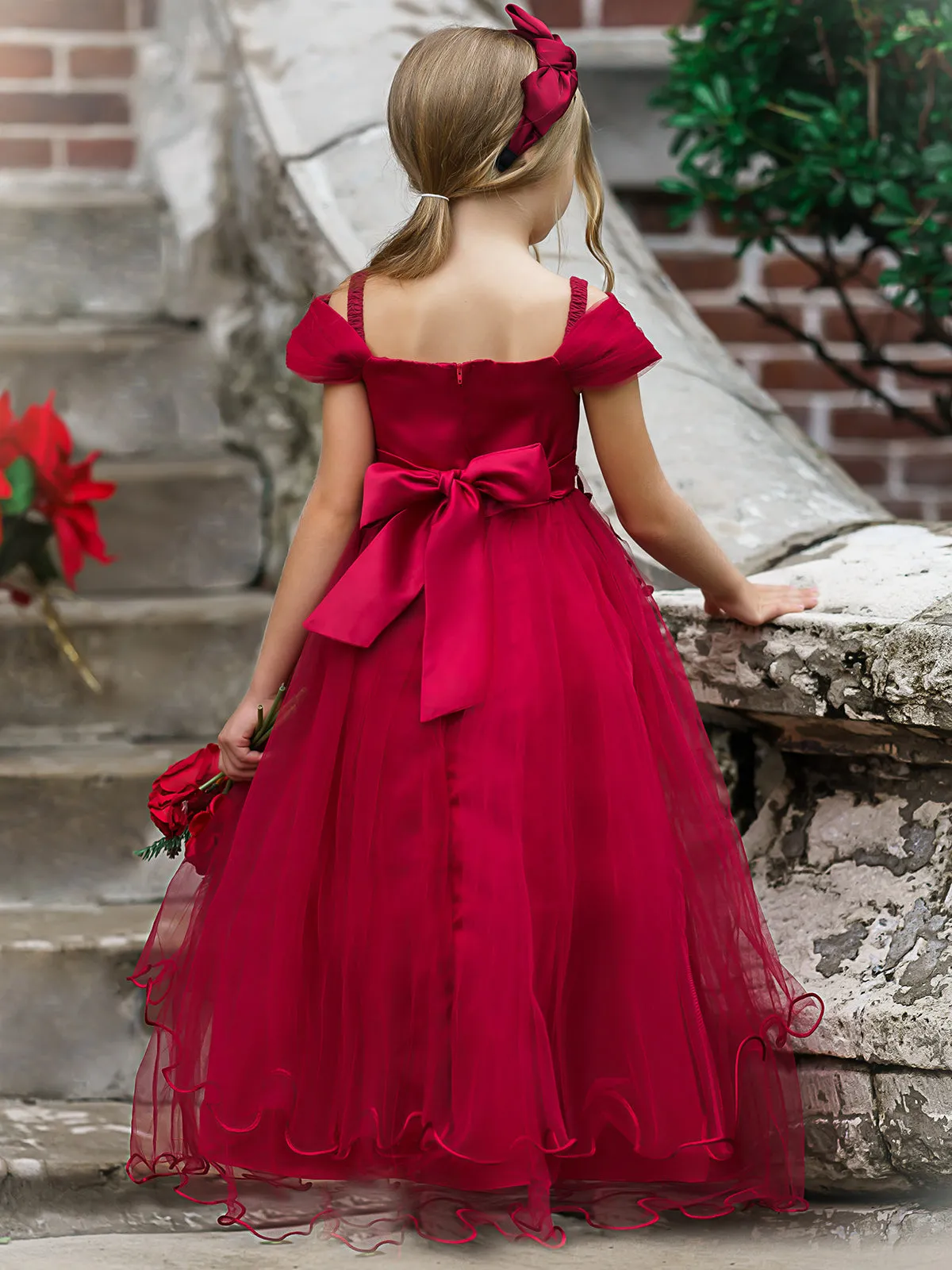 Poinsettia Princess Tulle Holiday Gown