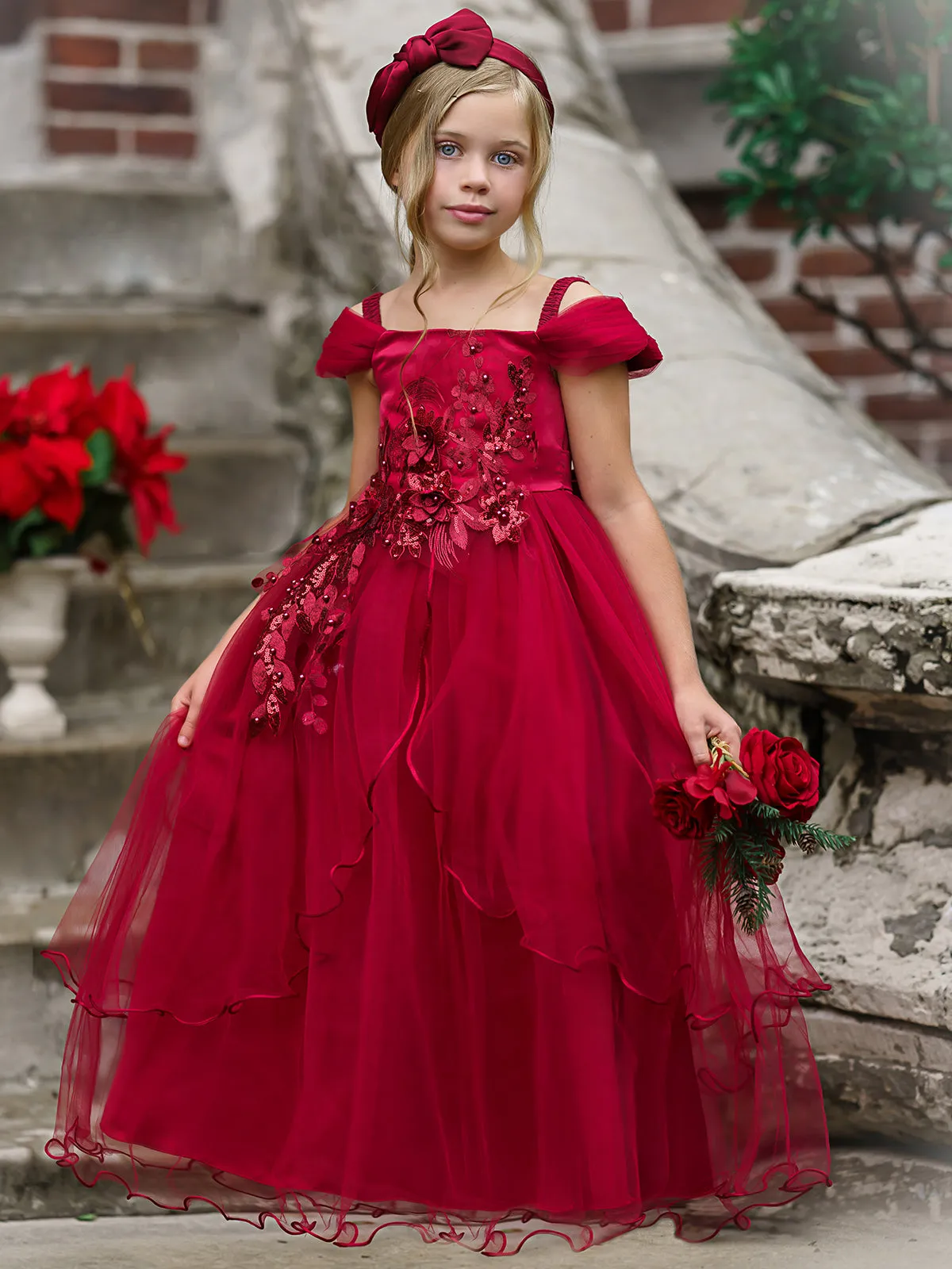 Poinsettia Princess Tulle Holiday Gown