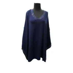 Poncho with Embellished Neckline