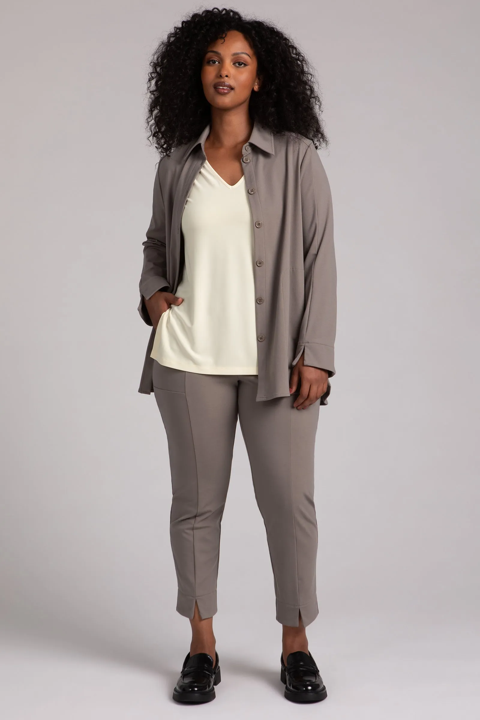 Ponte Hepburn Shacket | Taupe