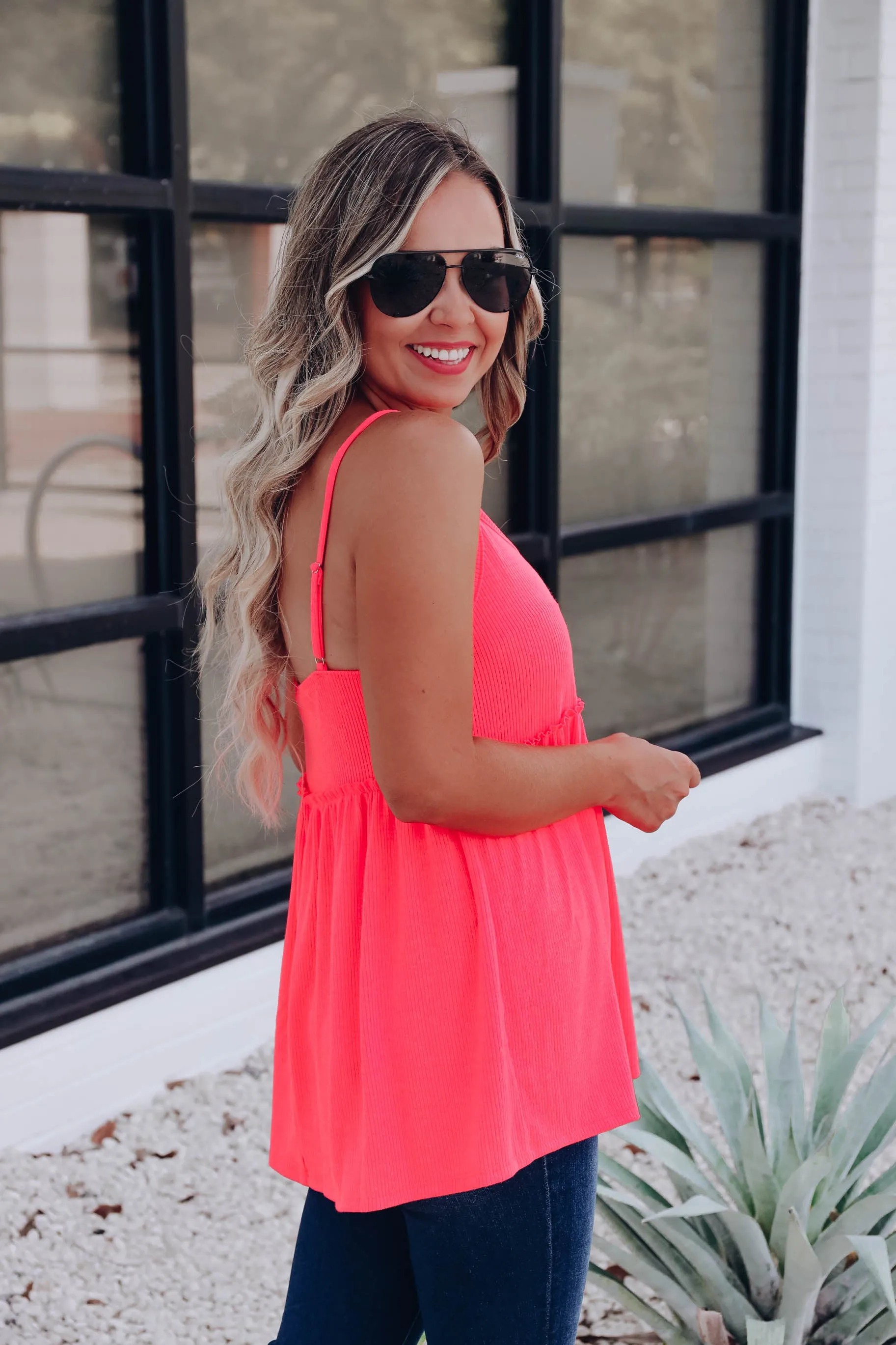 Pop Of Neon Baby Doll Tank - Pink