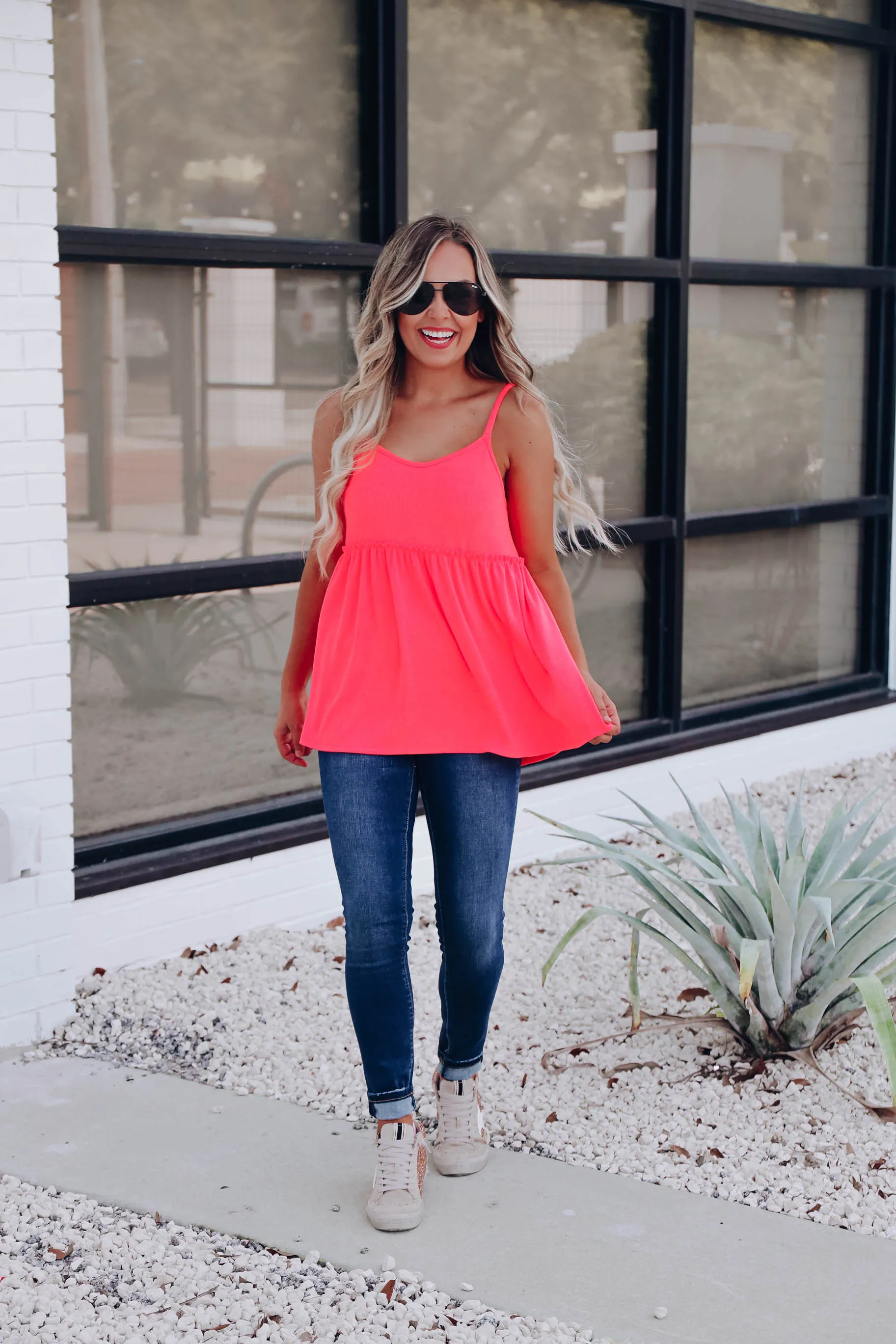 Pop Of Neon Baby Doll Tank - Pink