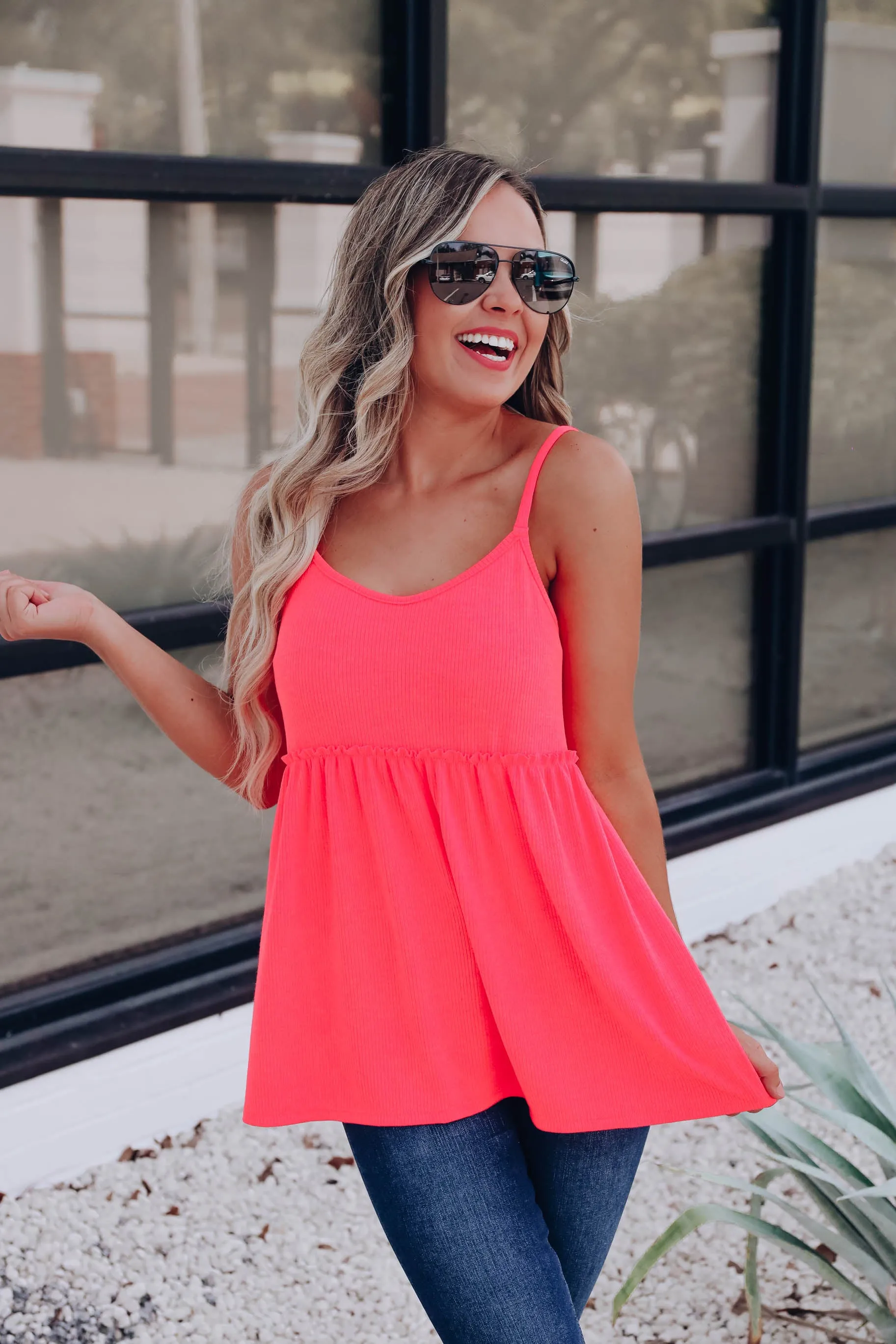 Pop Of Neon Baby Doll Tank - Pink