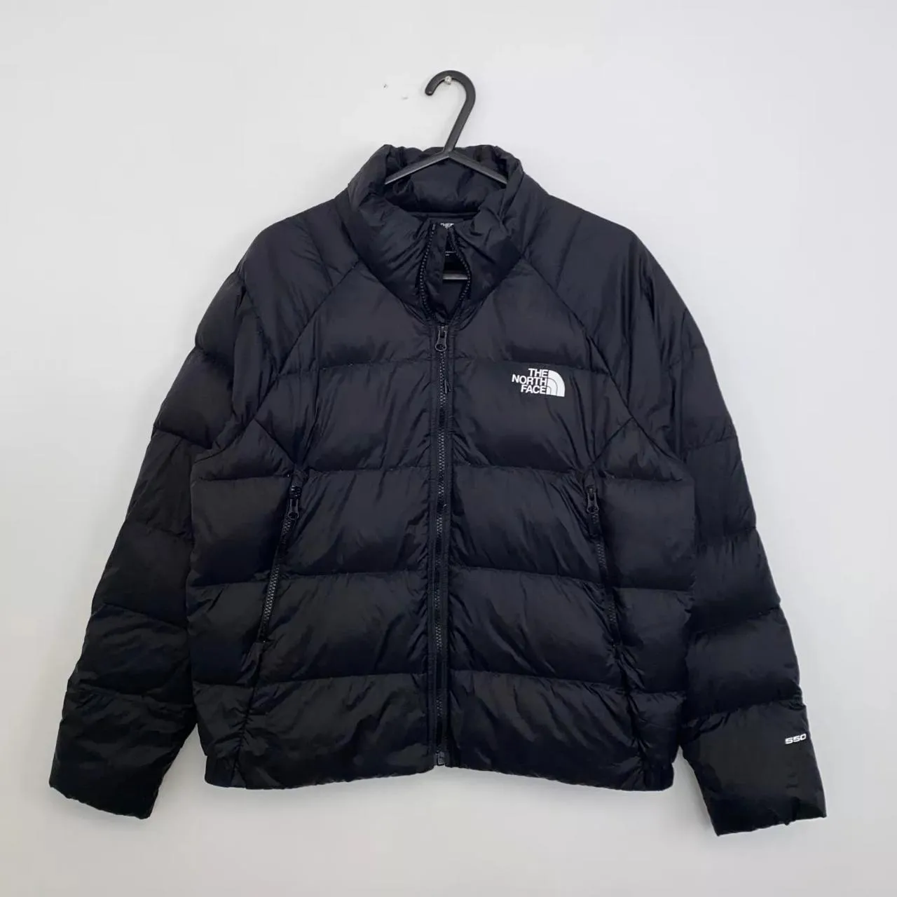 Preowned The North Face Womens 550 Down Nuptse Puffer Jacket Size L Black TNF Midweight