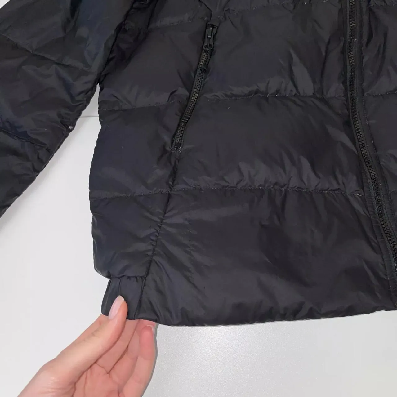 Preowned The North Face Womens 550 Down Nuptse Puffer Jacket Size L Black TNF Midweight