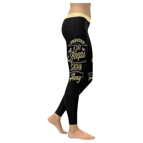 Proverb A Day Keeps Satan Away Funny Christian Jesus Faith Upf40 Womens Leggings - Christian Leggings For Women