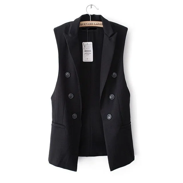 Purpdrank - Long Vest Jacket Women Sleeveless Blazer Feminino Quilted Vests Famous Brand Veste Femme Fashion Button Vest Outwear