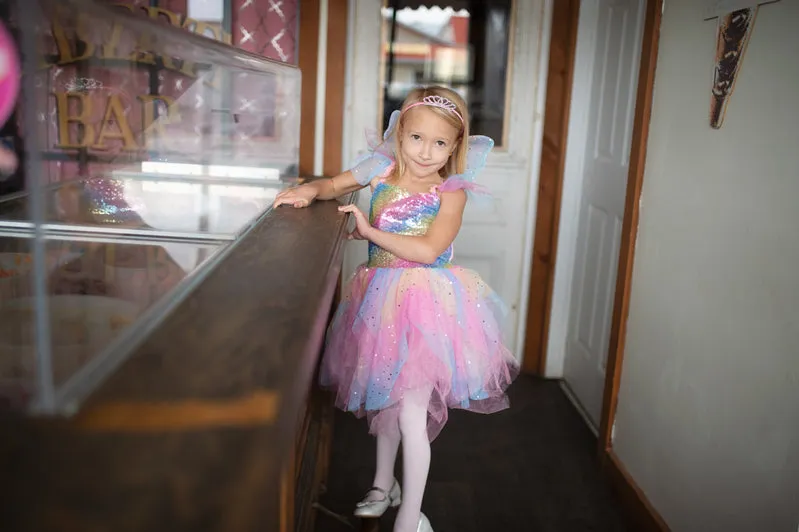 Rainbow Fairy Dress with Wings