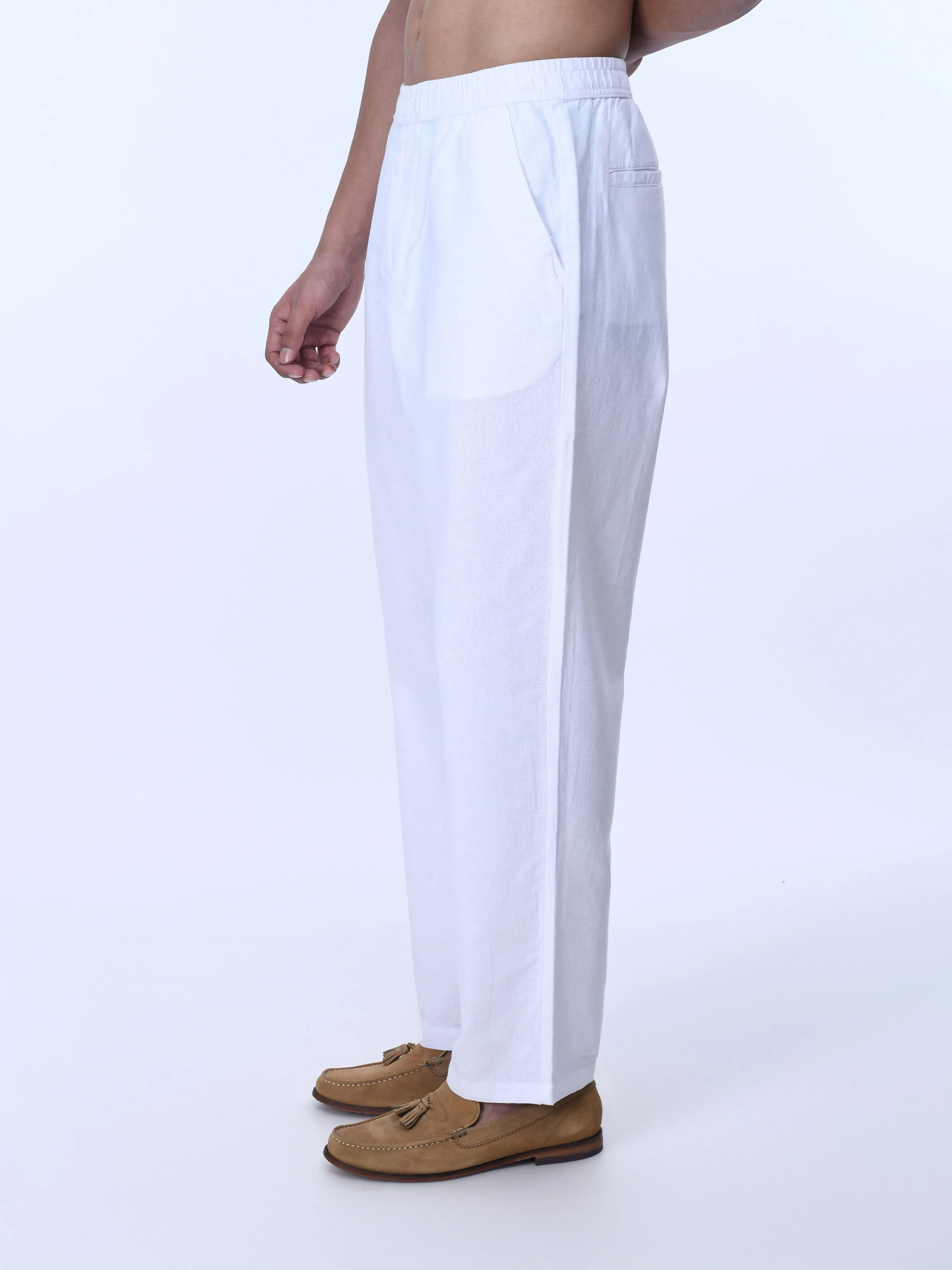 Raw Slub Relaxed White Flexiwaist Pants