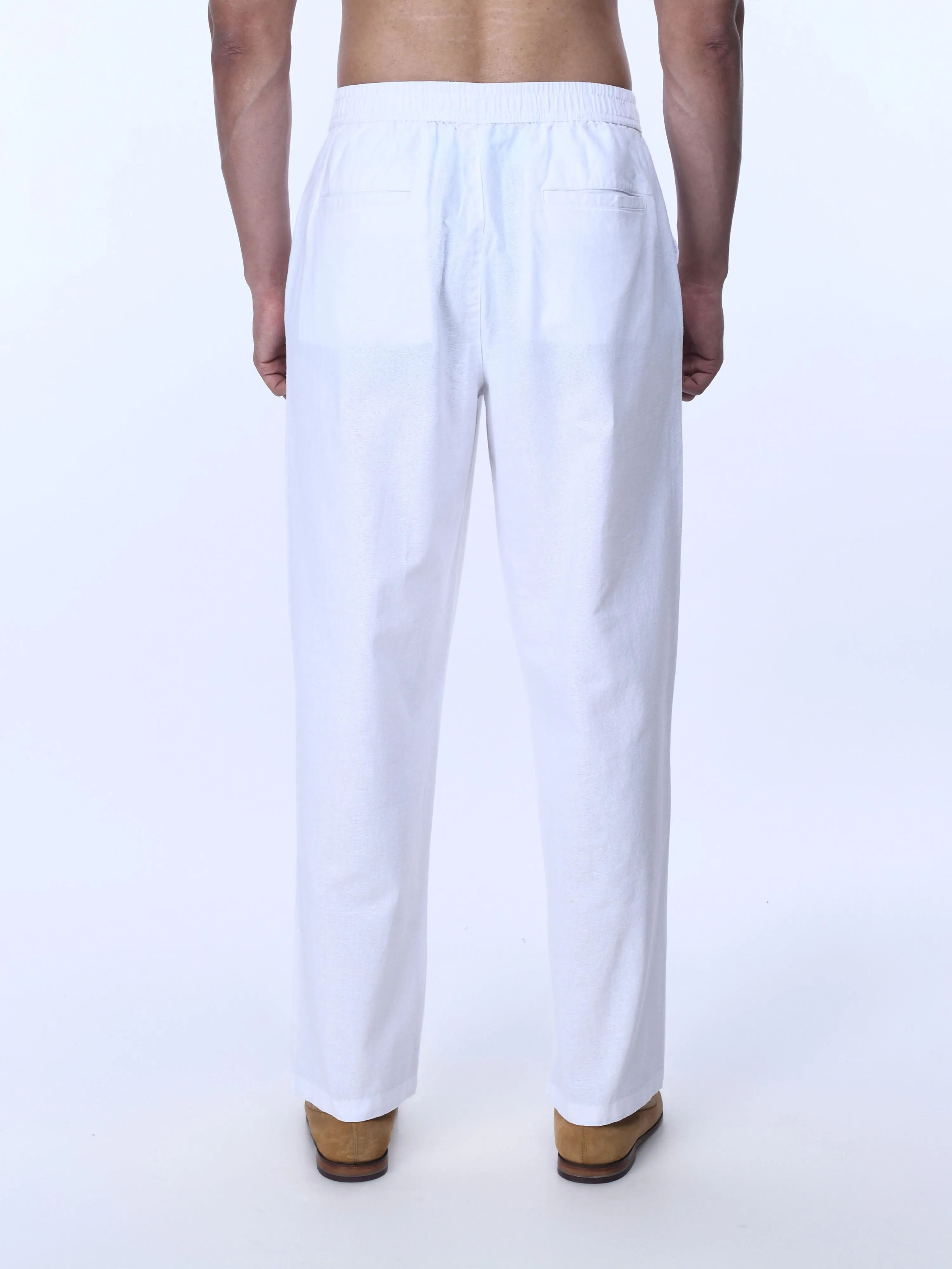 Raw Slub Relaxed White Flexiwaist Pants