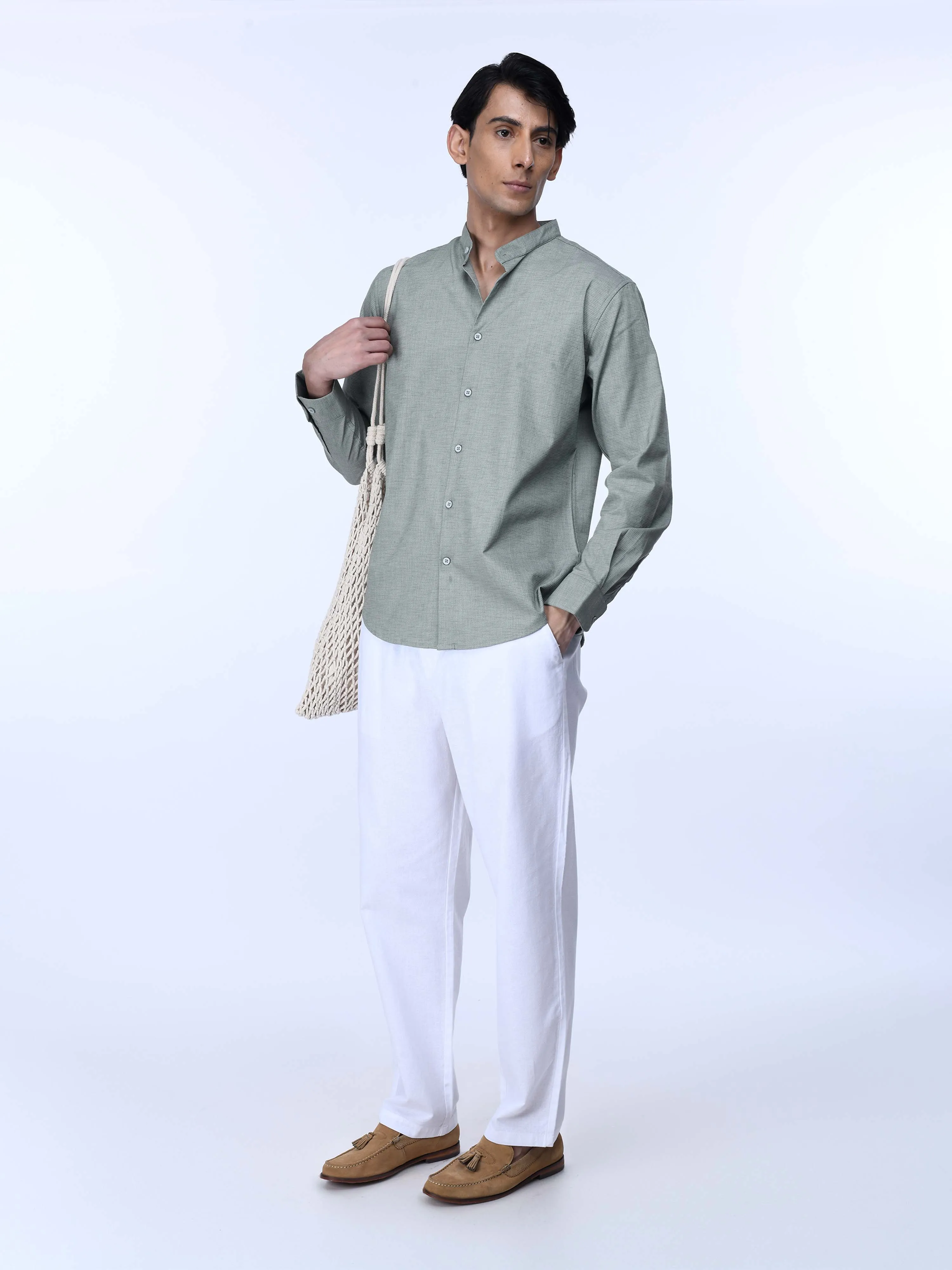 Raw Slub Relaxed White Flexiwaist Pants