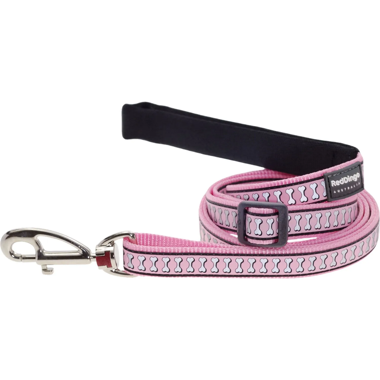 Reflective Bones Pink Dog Leash