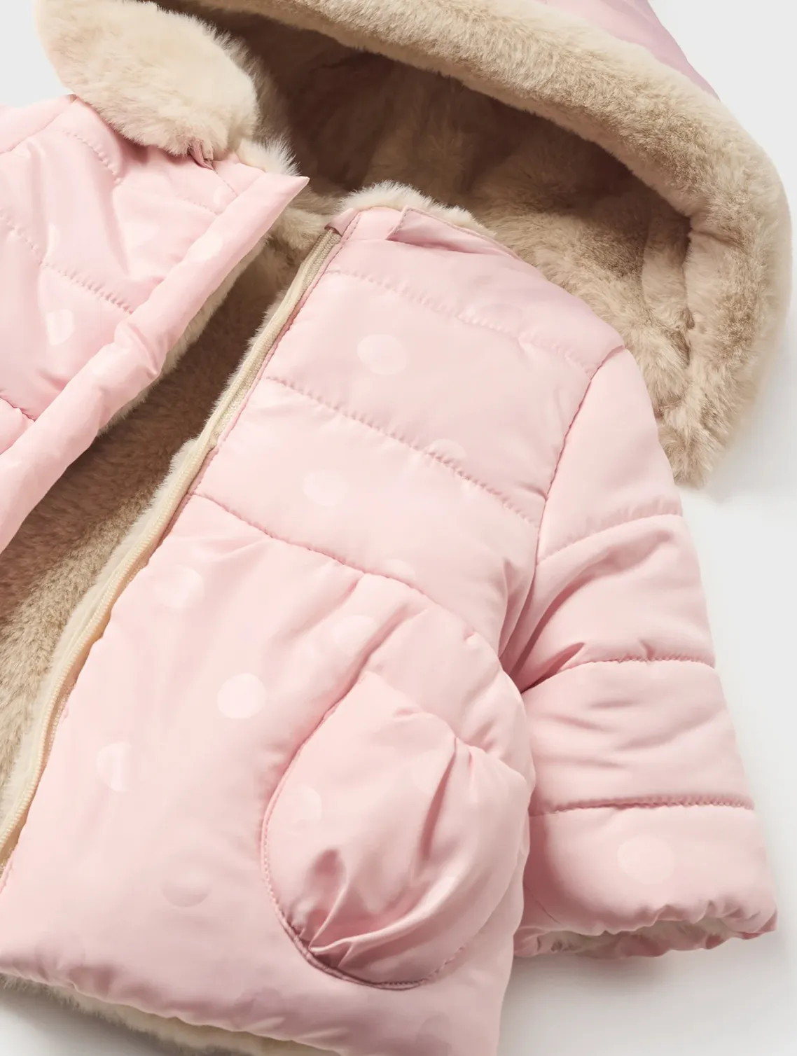 Reversible puffer jacket recycled fibers newborn baby