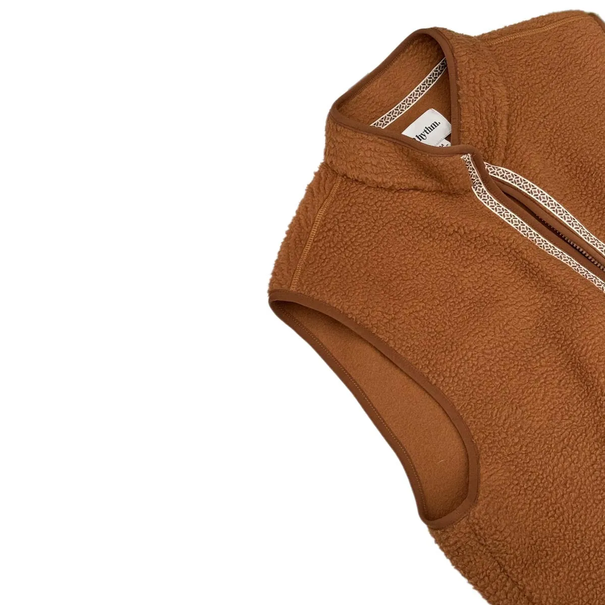 Rhythm Marco Sherpa Vest Jacket - Tobacco