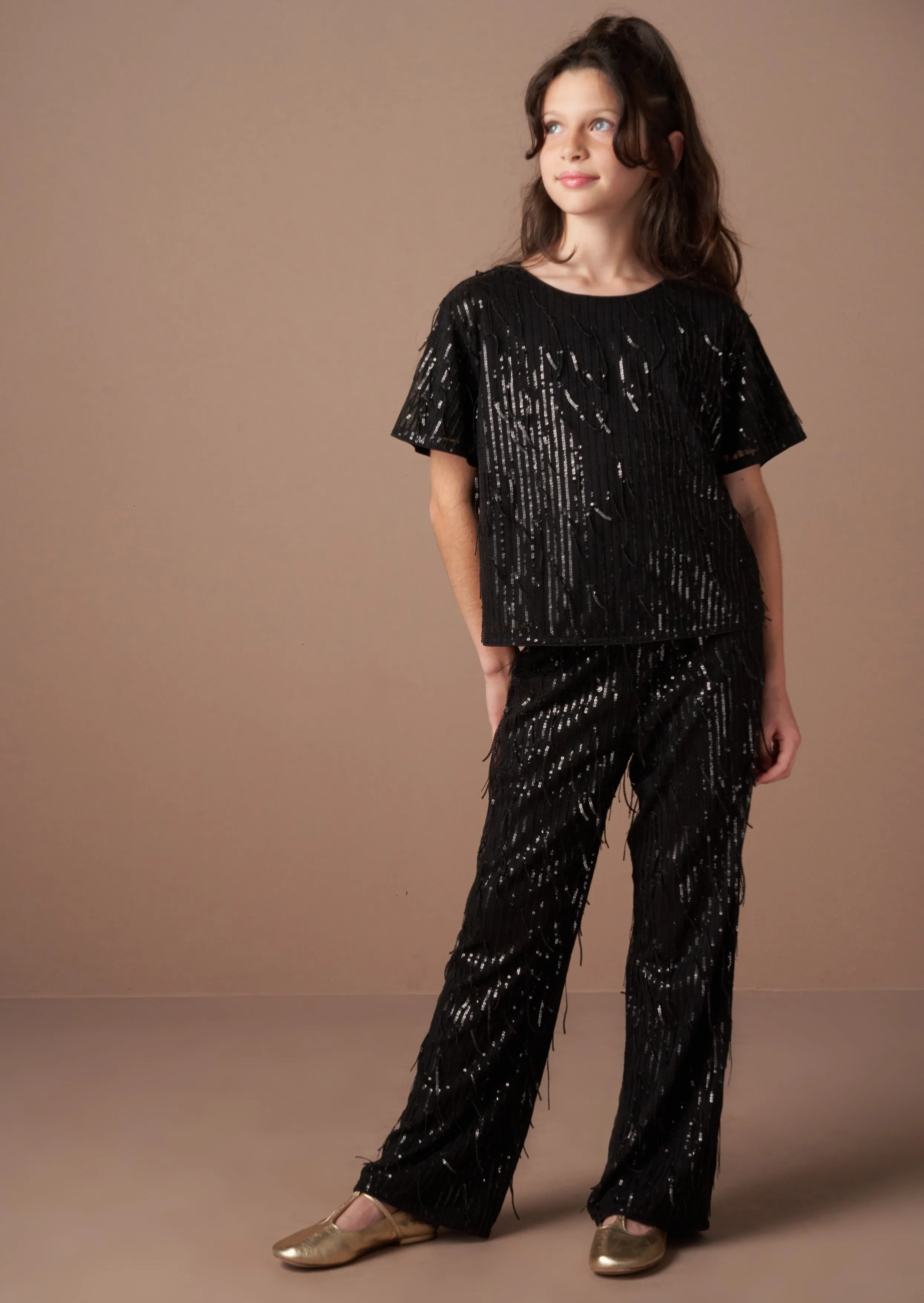 Sadie Black Tassel Sequin Trousers