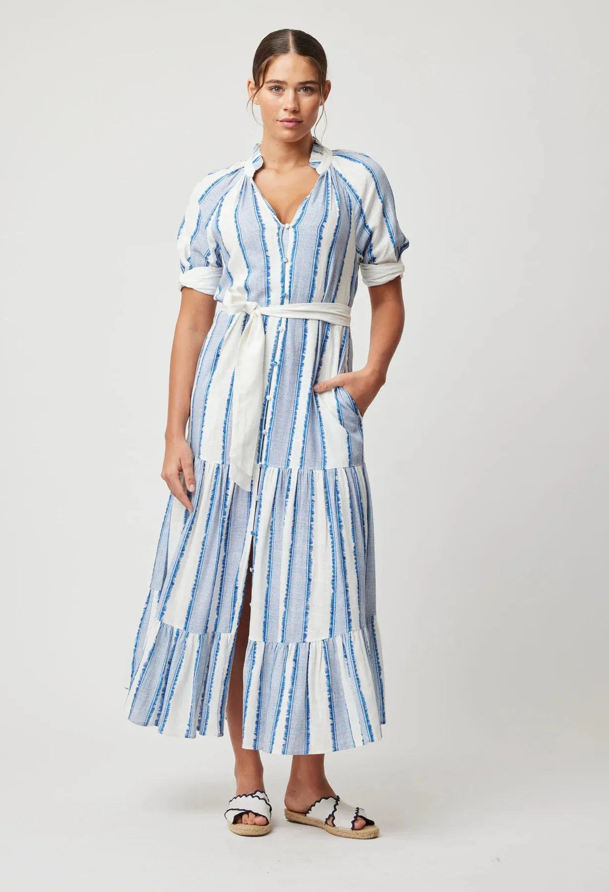 SCALA LINEN VISCOSE MAXI DRESS | Sorrento Stripe