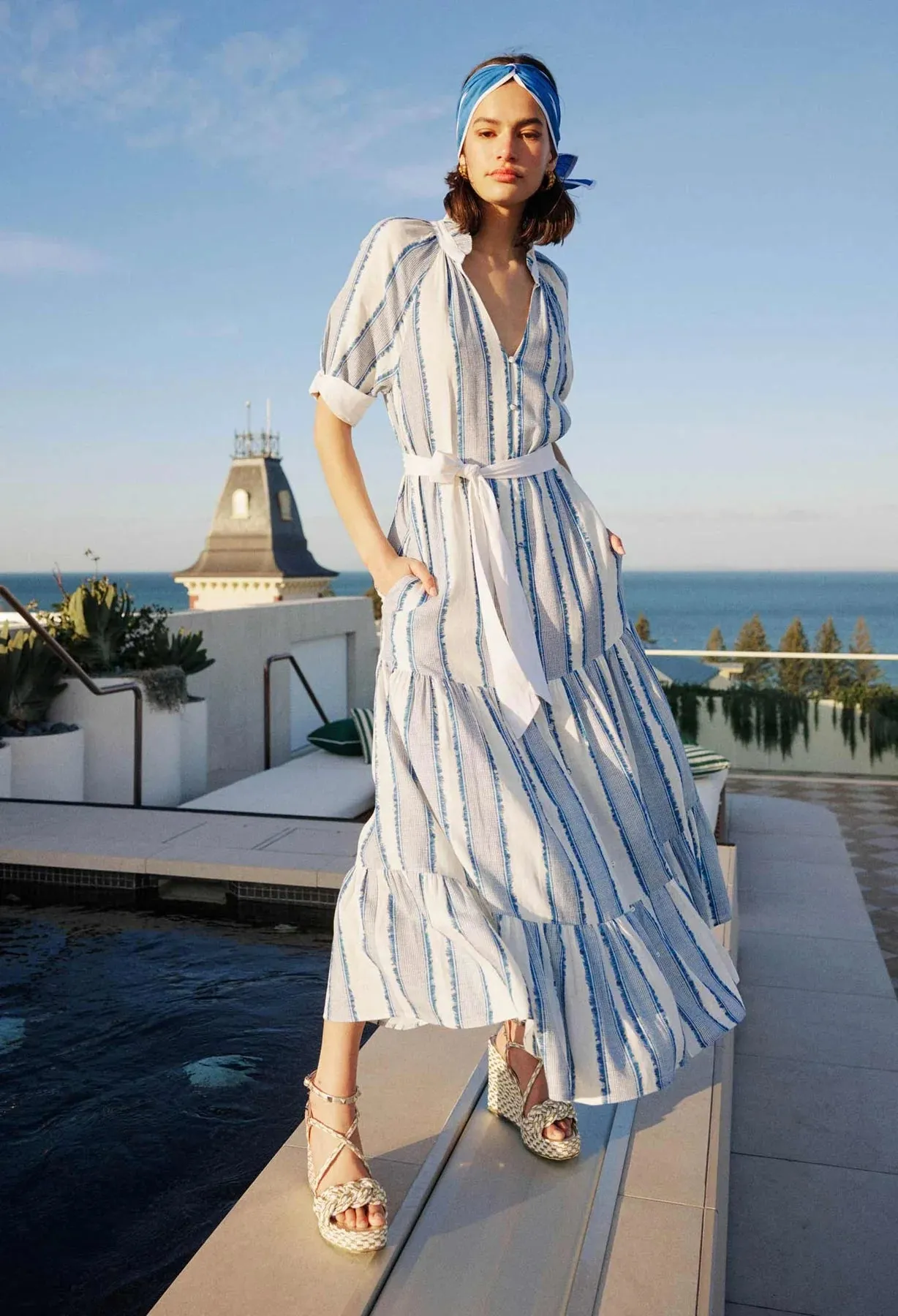 SCALA LINEN VISCOSE MAXI DRESS | Sorrento Stripe