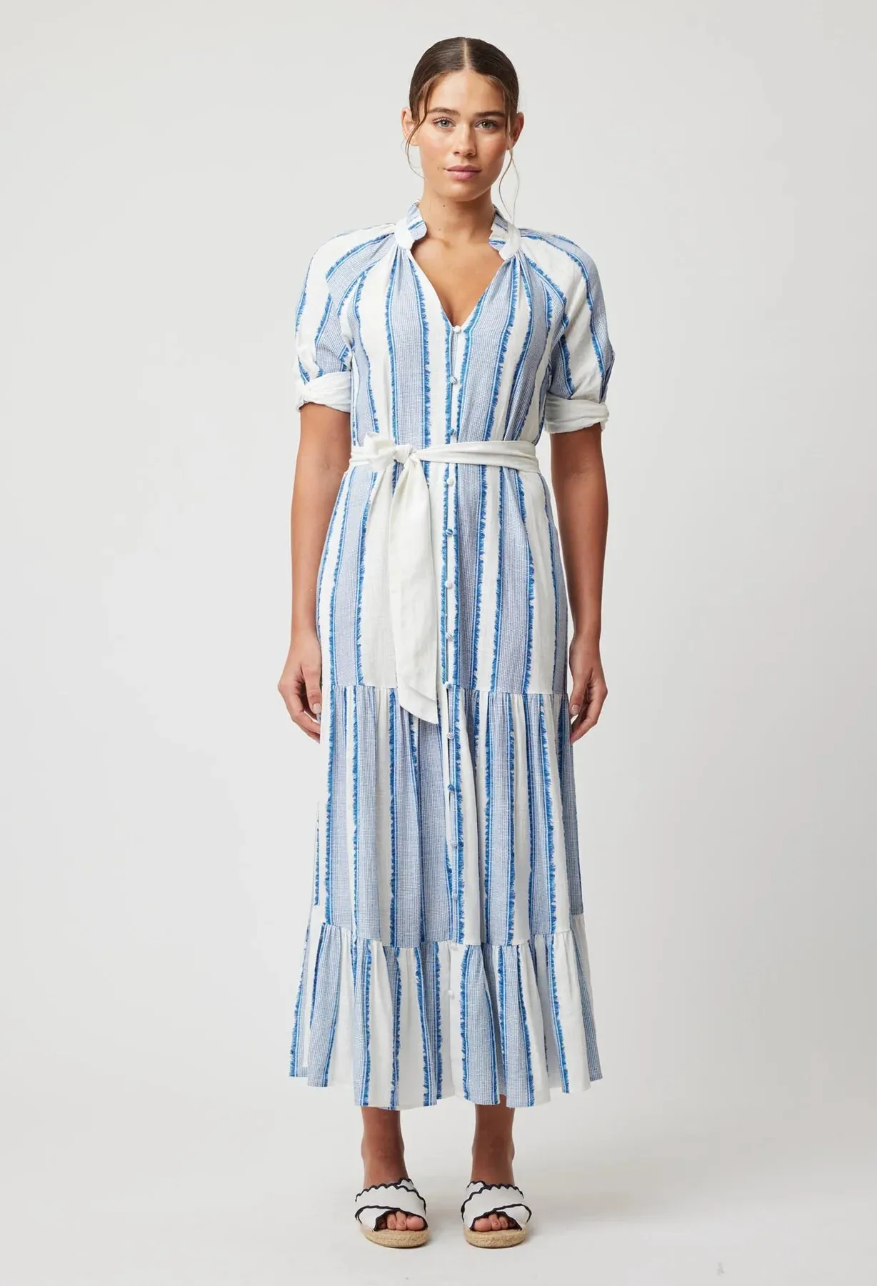 SCALA LINEN VISCOSE MAXI DRESS | Sorrento Stripe