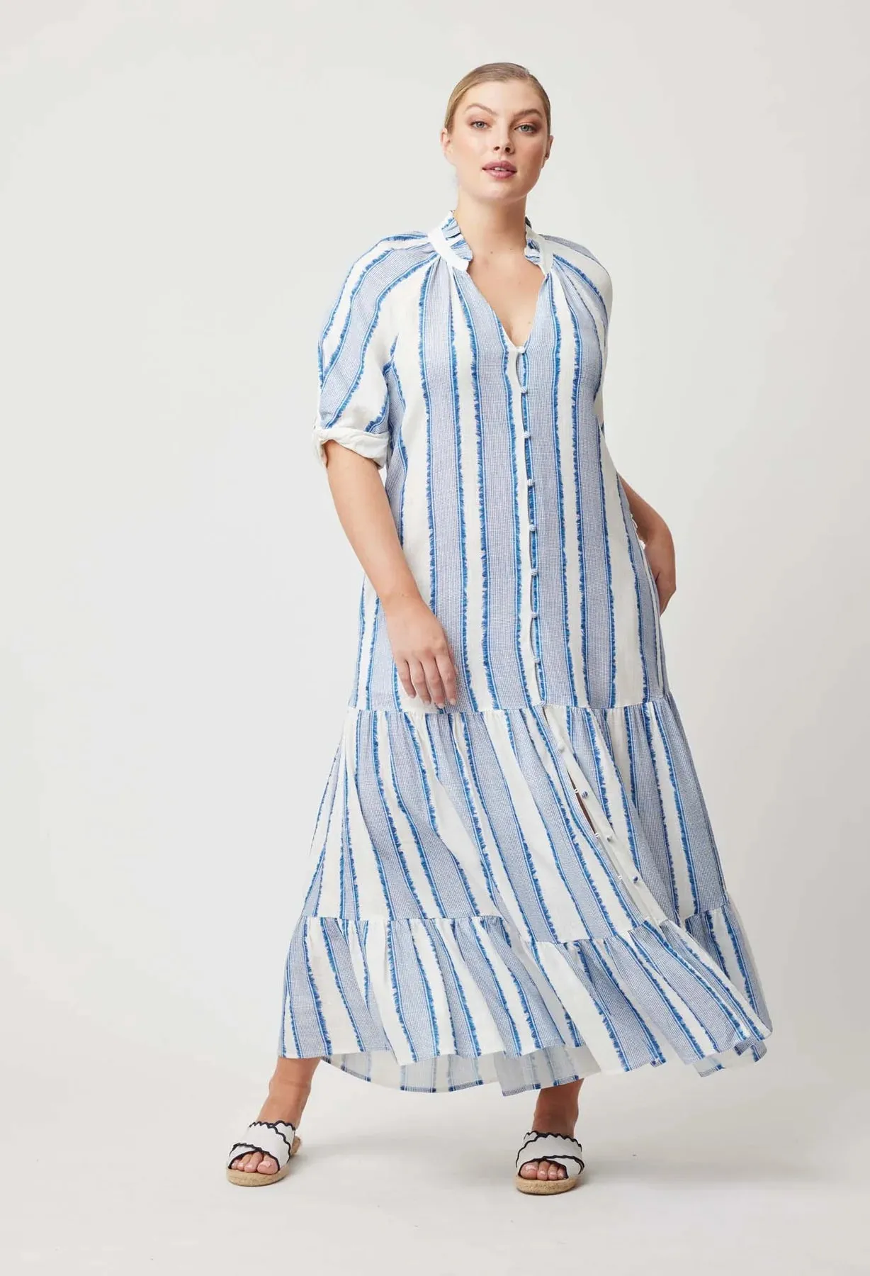 SCALA LINEN VISCOSE MAXI DRESS | Sorrento Stripe