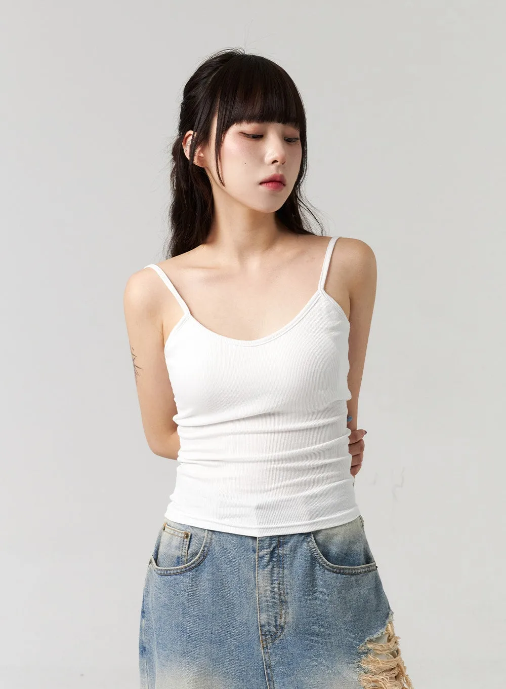 Scoop Neck Ribbed Top CL313