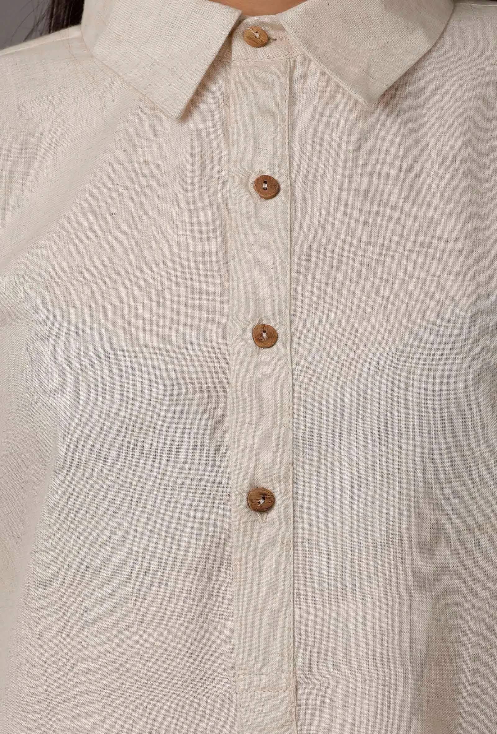 Set of 2: White Pure Woven Cotton Kurta and Pants