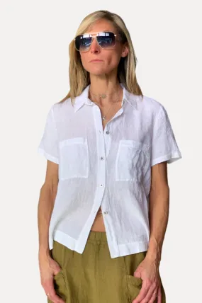 Short Sleeve Button Down Shirt - White