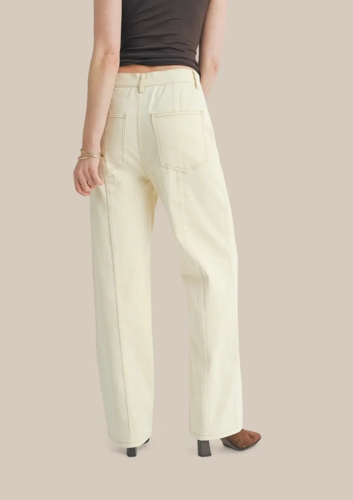 Signature Back Seam Denim Pants - Butter