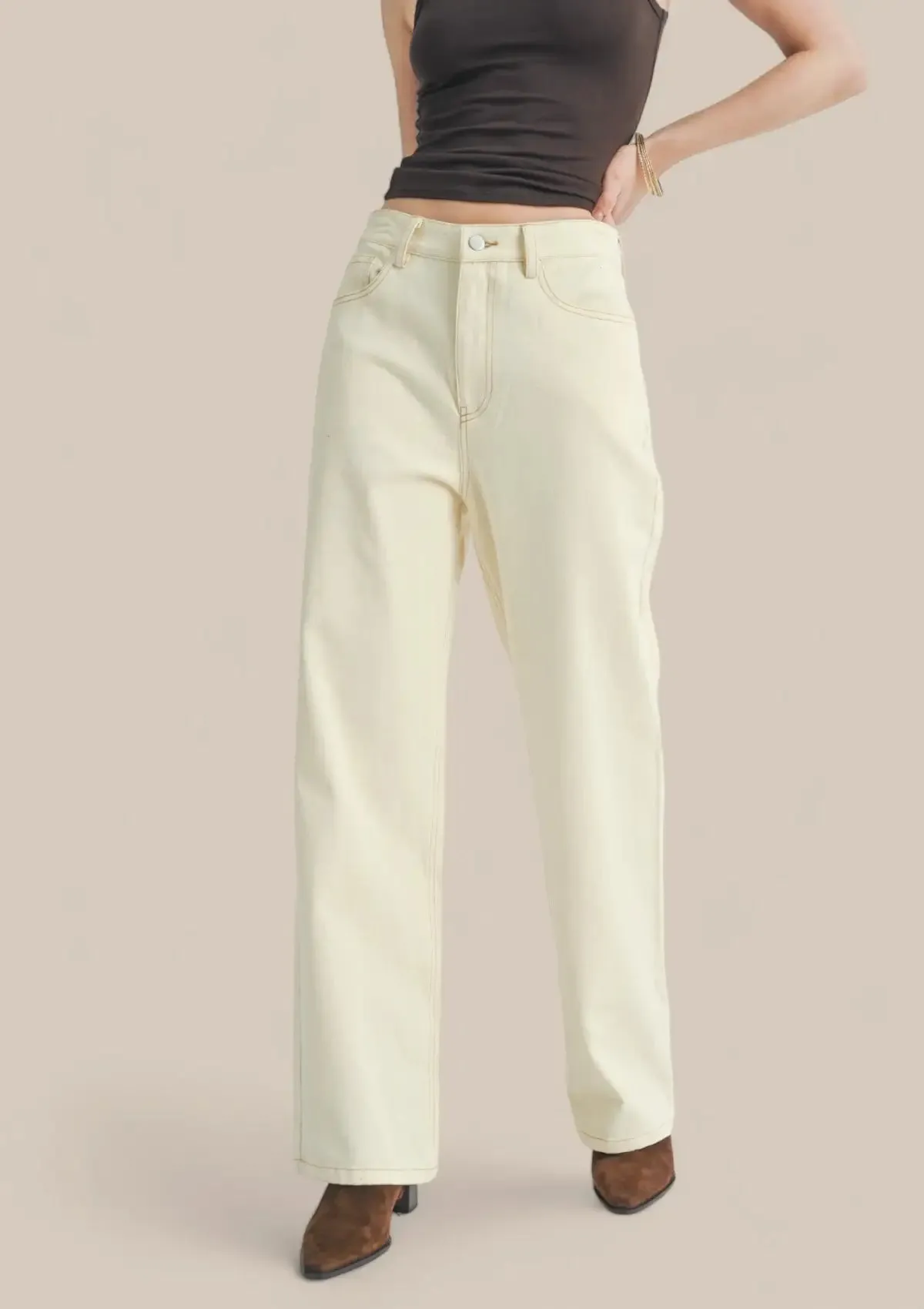 Signature Back Seam Denim Pants - Butter