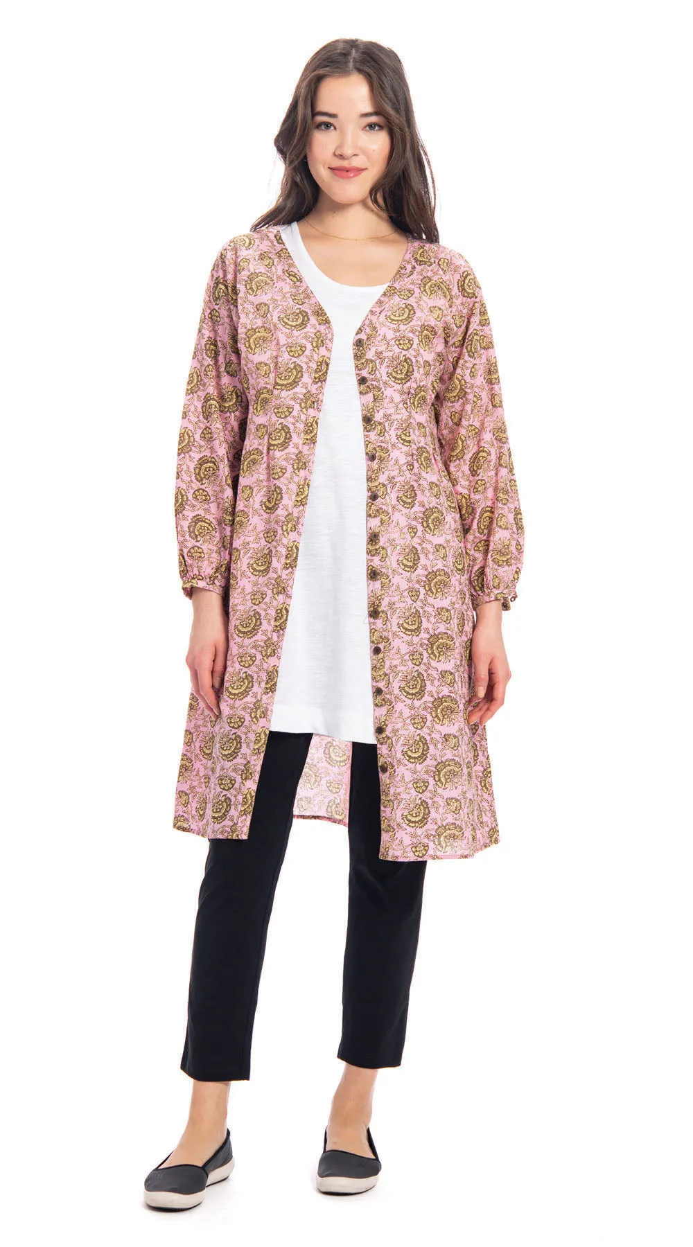 Sita Dress - org.cotton blockprint - pink