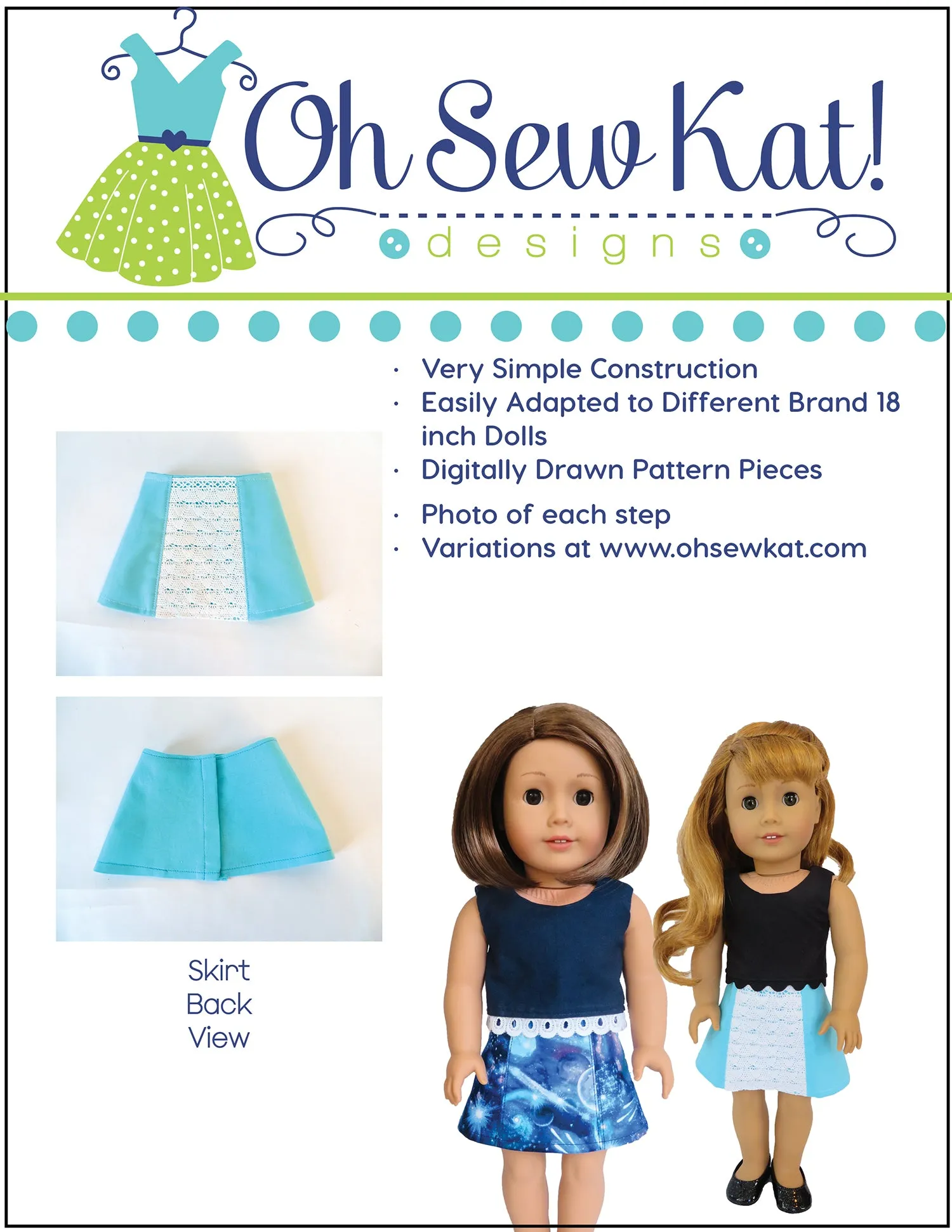 Sixth Grade Skirt 18 Inch Doll Sewing Pattern