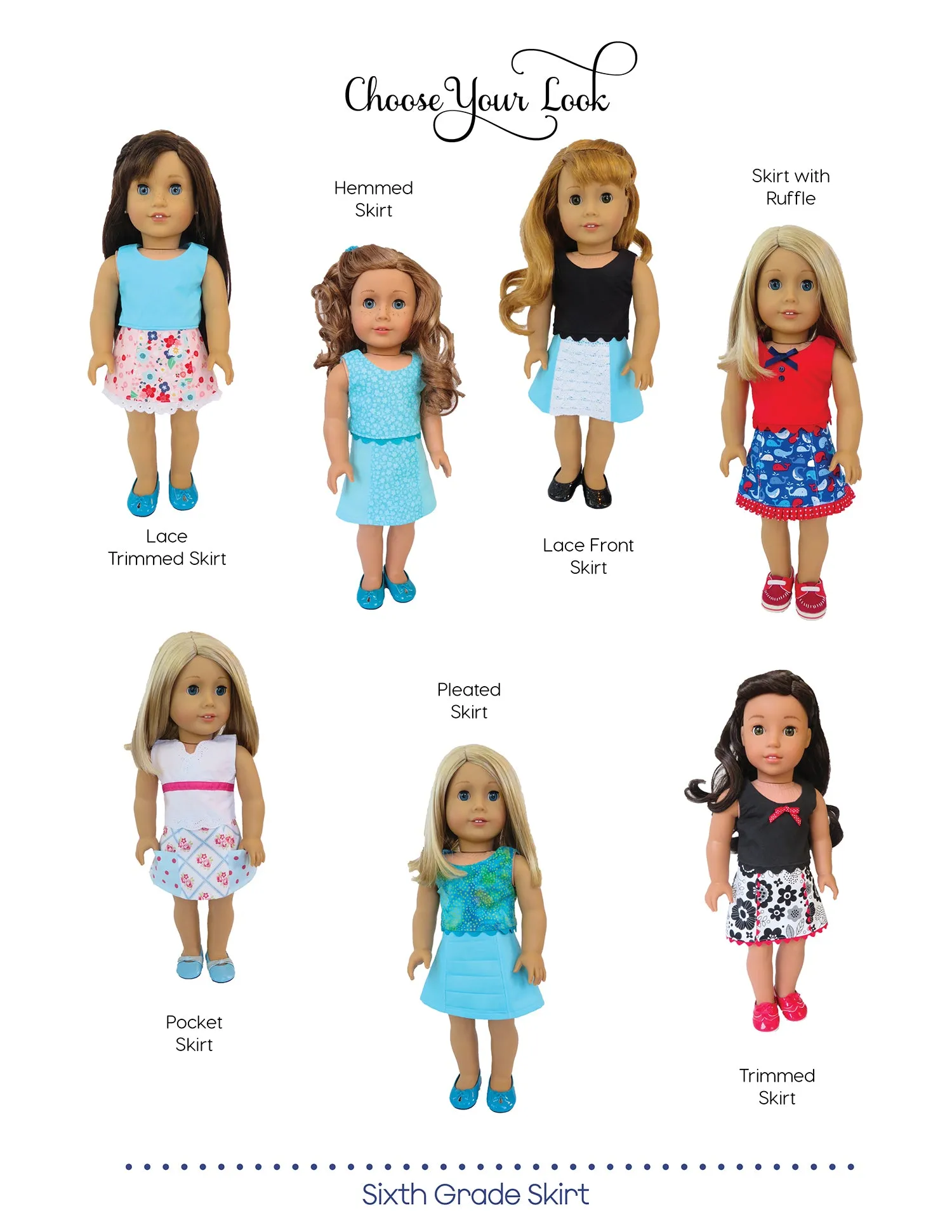 Sixth Grade Skirt 18 Inch Doll Sewing Pattern