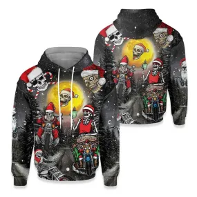 Skull Santa Motorcycle Merry Christmas All Over Print 3D Hoodie For Men And Women, Christmas Gift, Warm Winter Clothes, Best Outfit Christmas