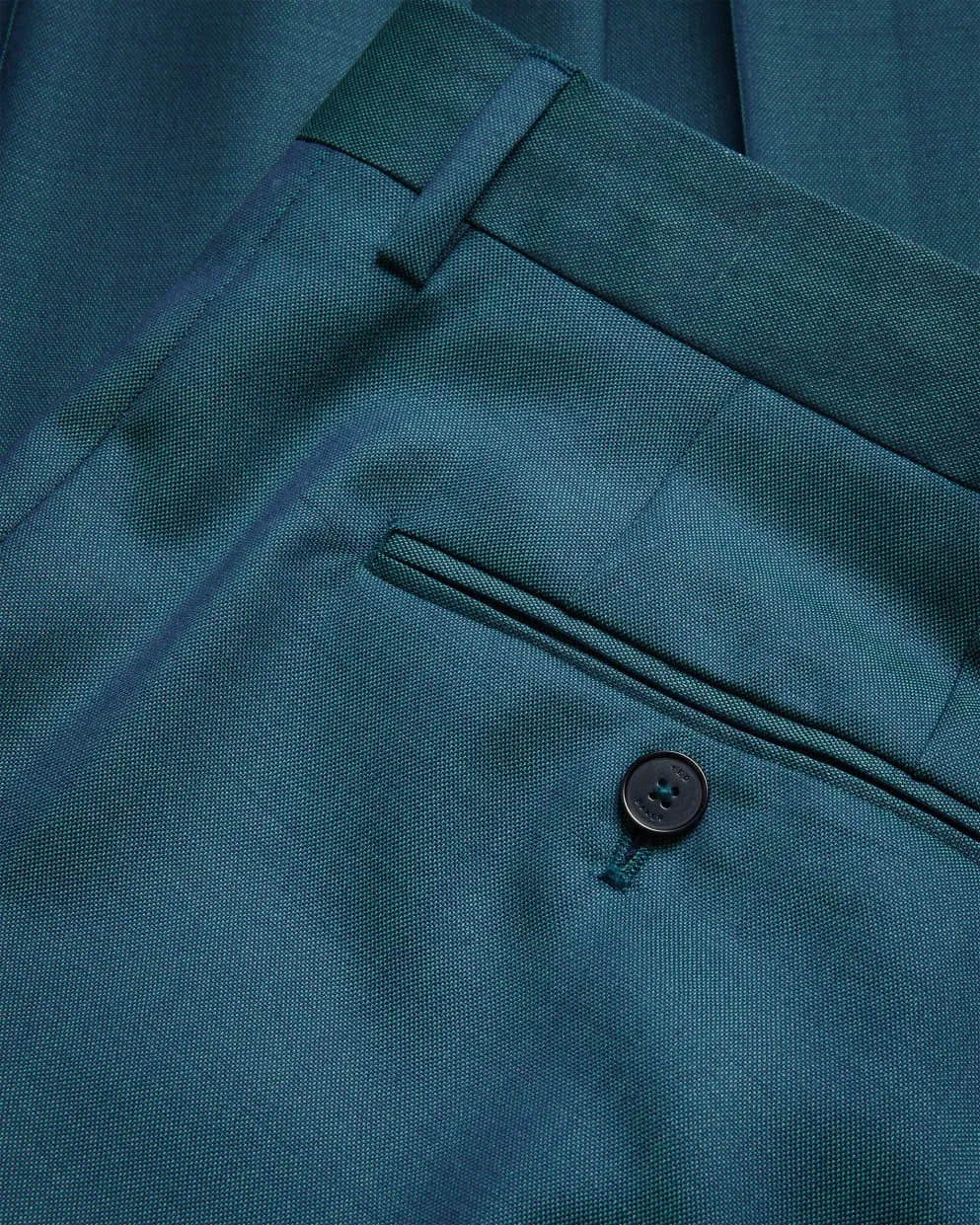 Slim Italian Wool Tonic Trousers - Teal Blue