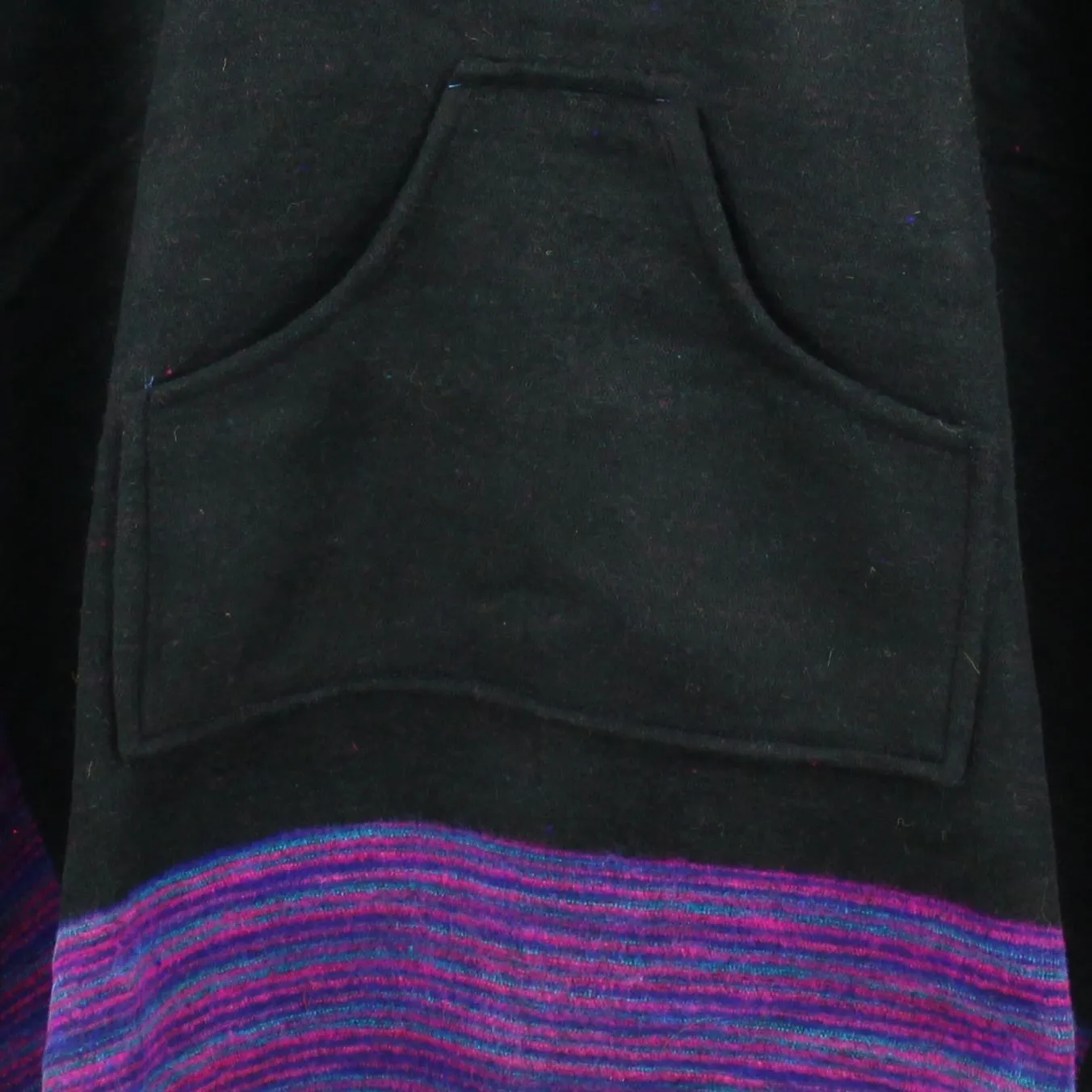 Soft Vegan Wool Hooded Tibet Poncho - Black & Purple