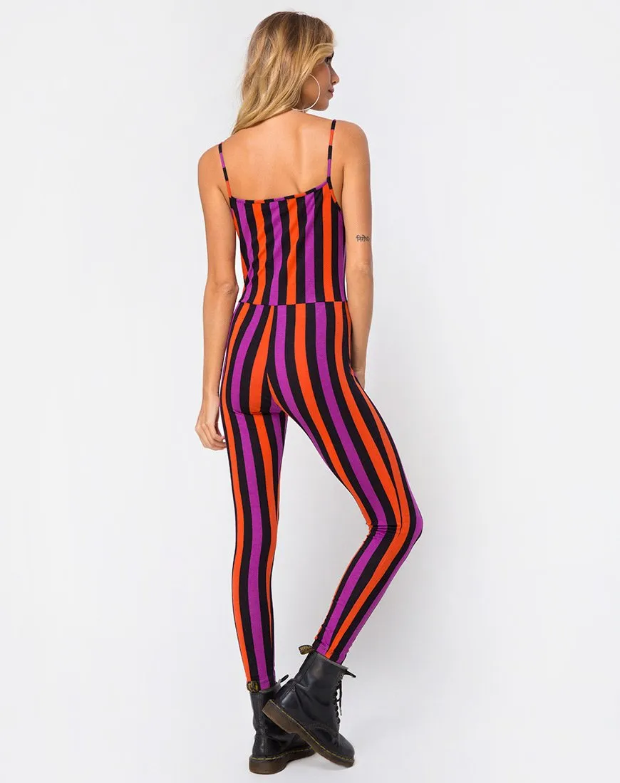 Solita Unitard in Purple and Orange Stripe