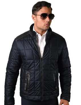 Statement Men'S Black Quilted Puffer Jacket| JK-100| Navy