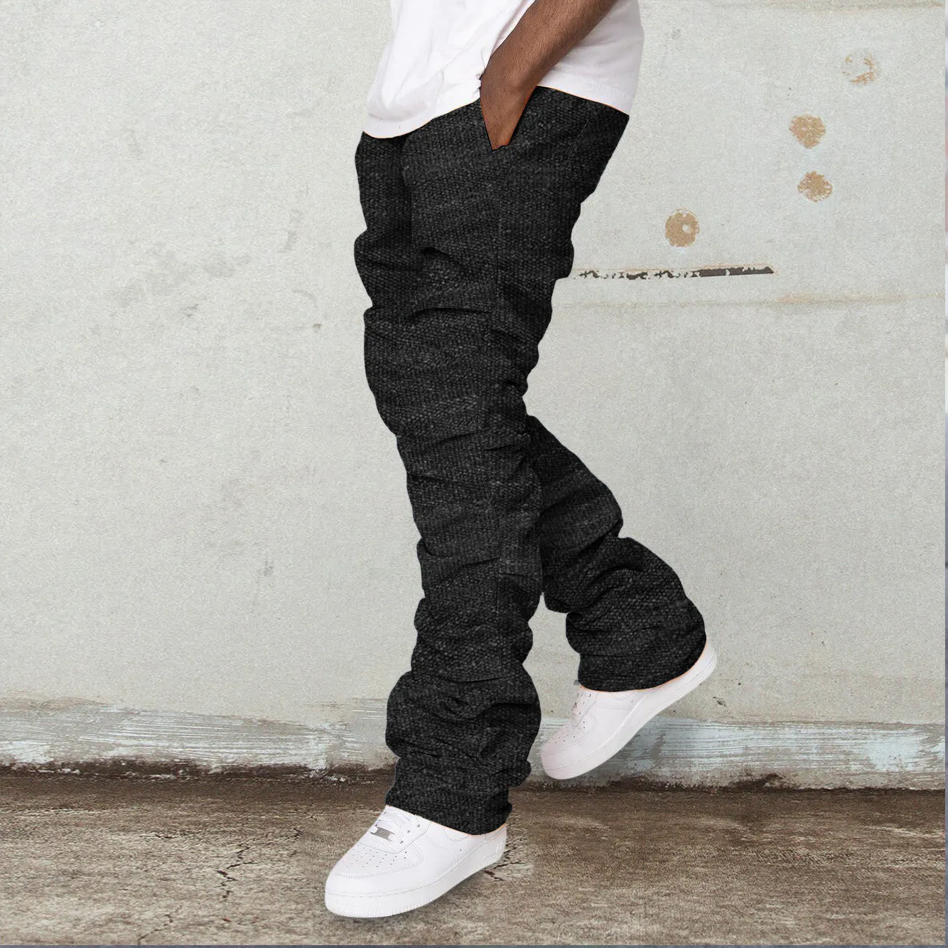 Street hip-hop retro pleated pile pants jeans