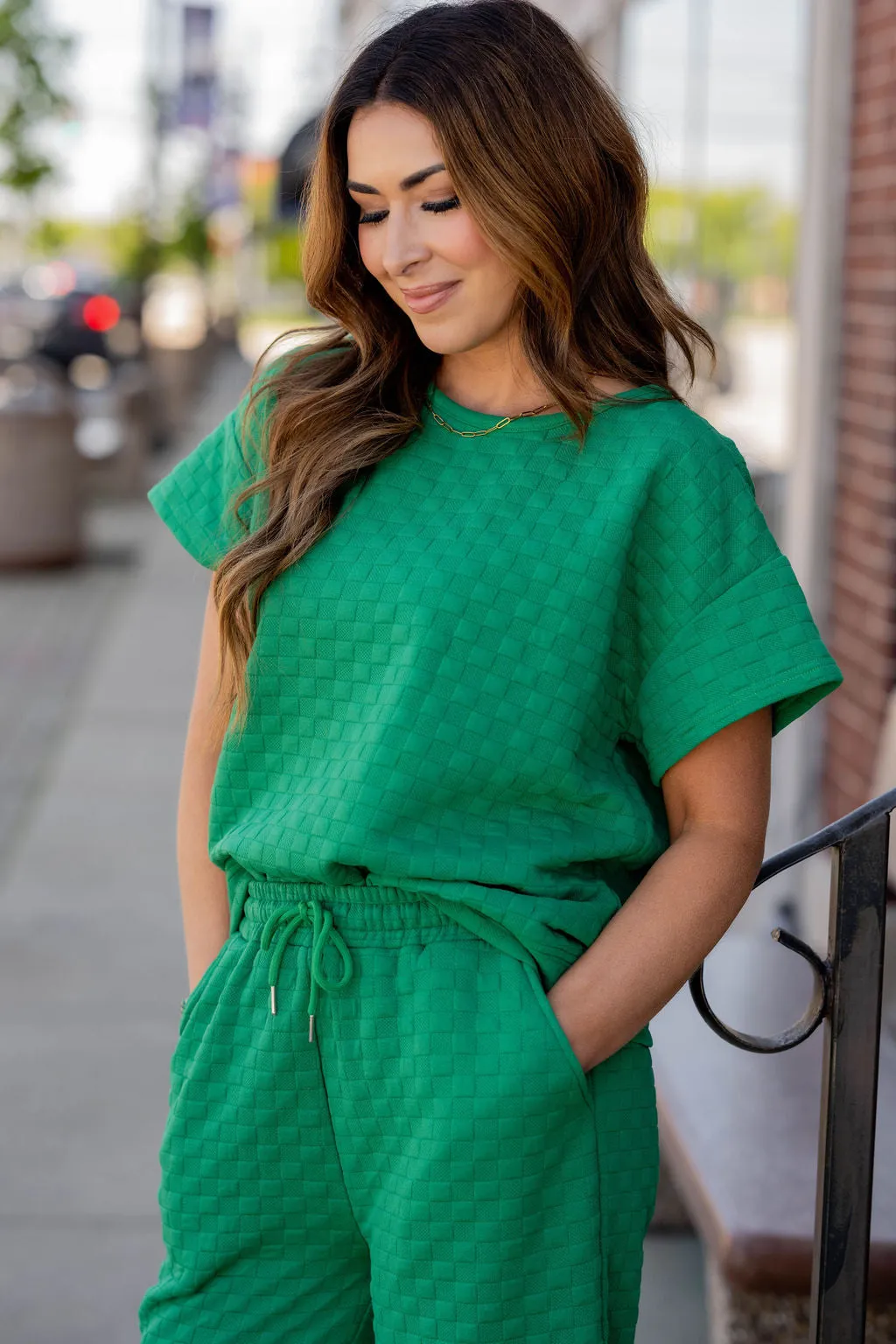 Subtle Checkered Relaxed Sleeve Tee