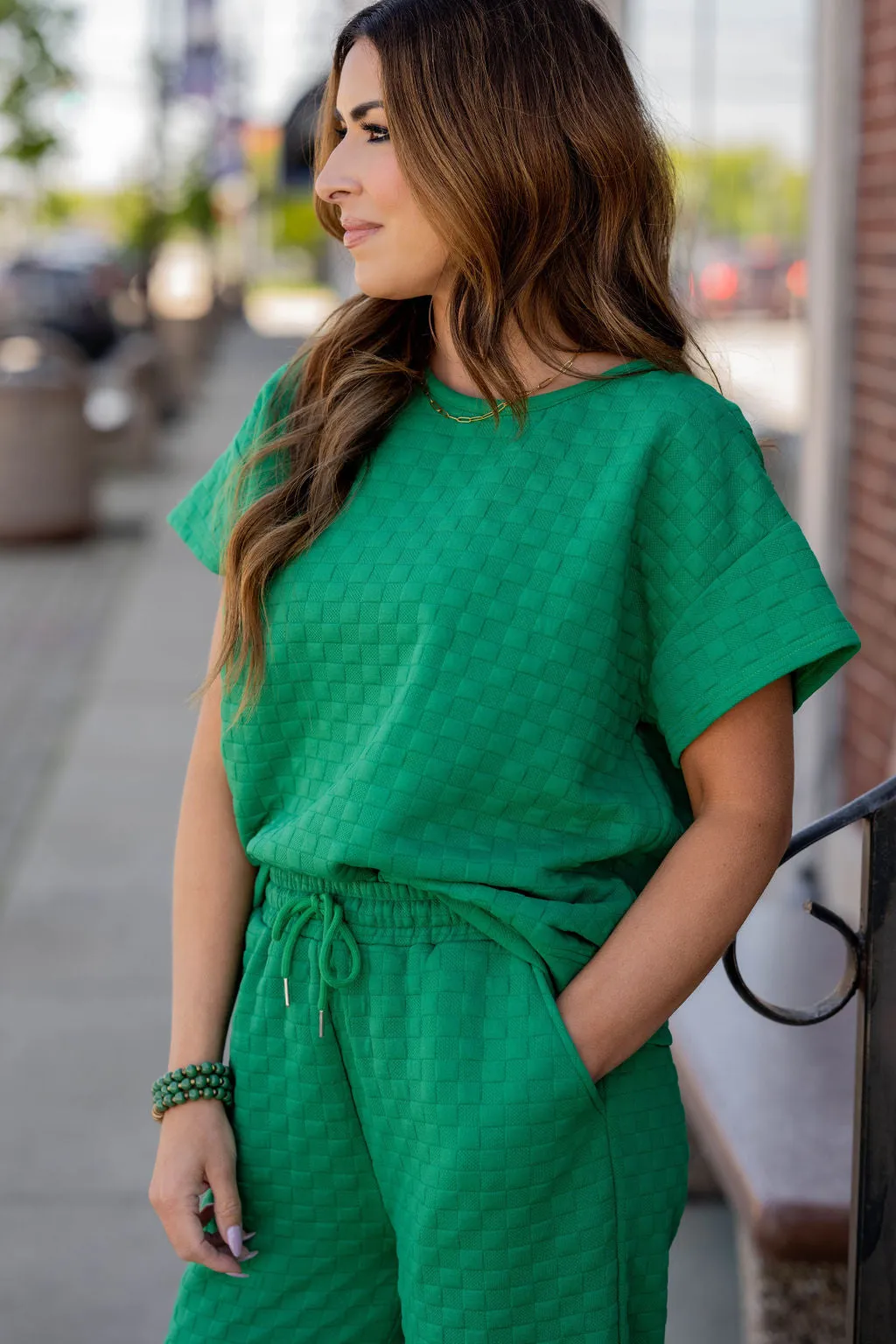 Subtle Checkered Relaxed Sleeve Tee