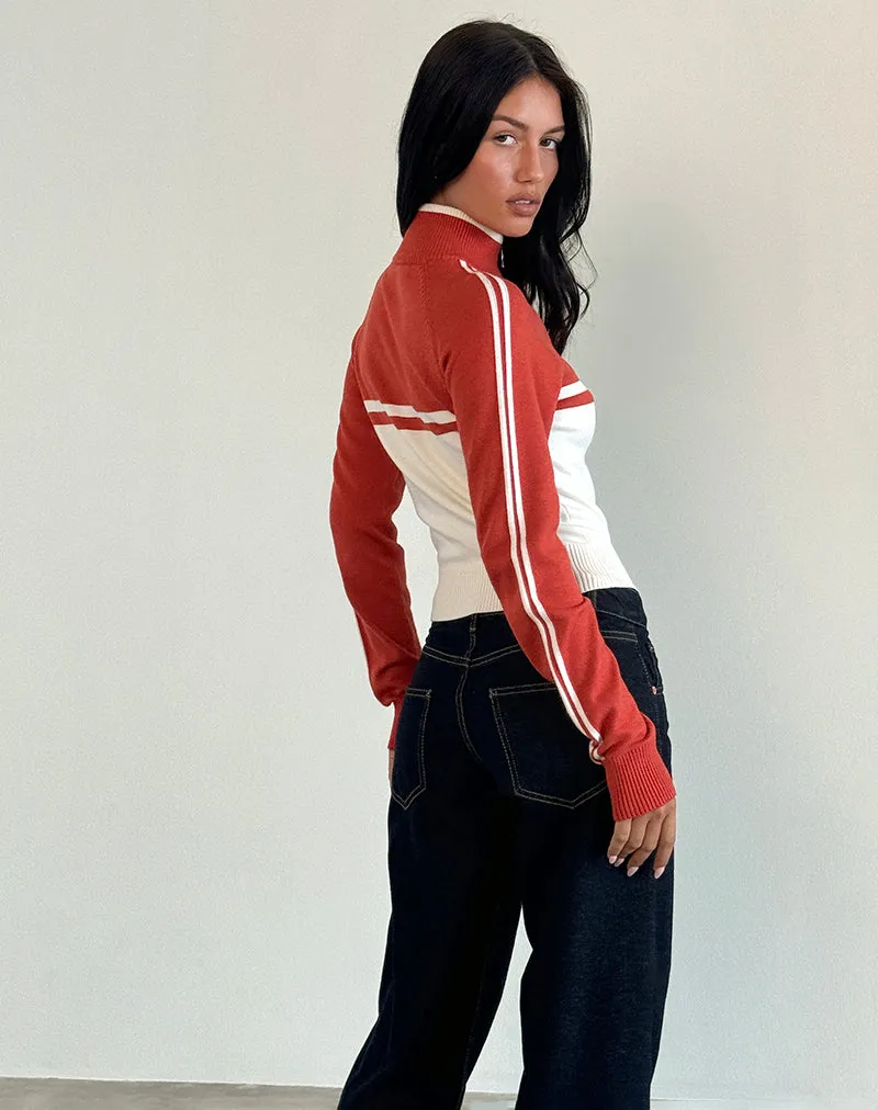 Talya Jacket in Panel Red with White