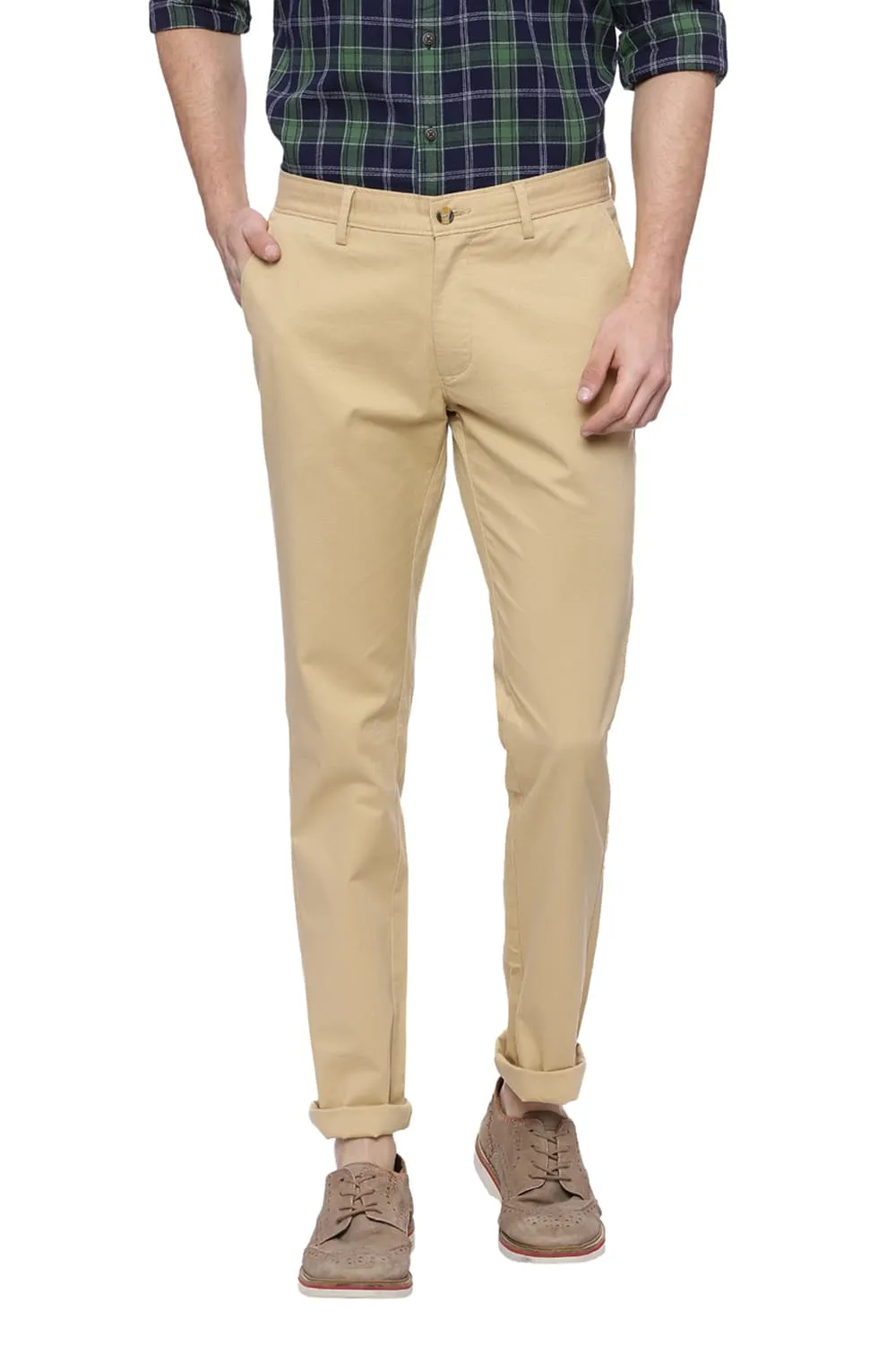 Tapered Fit Beige Stretch Trouser