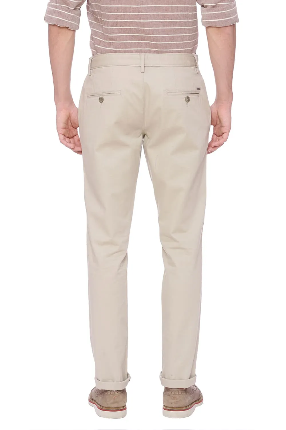 Tapered Fit Beige Stretch Trouser