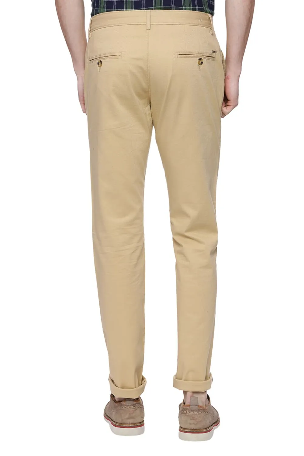 Tapered Fit Beige Stretch Trouser