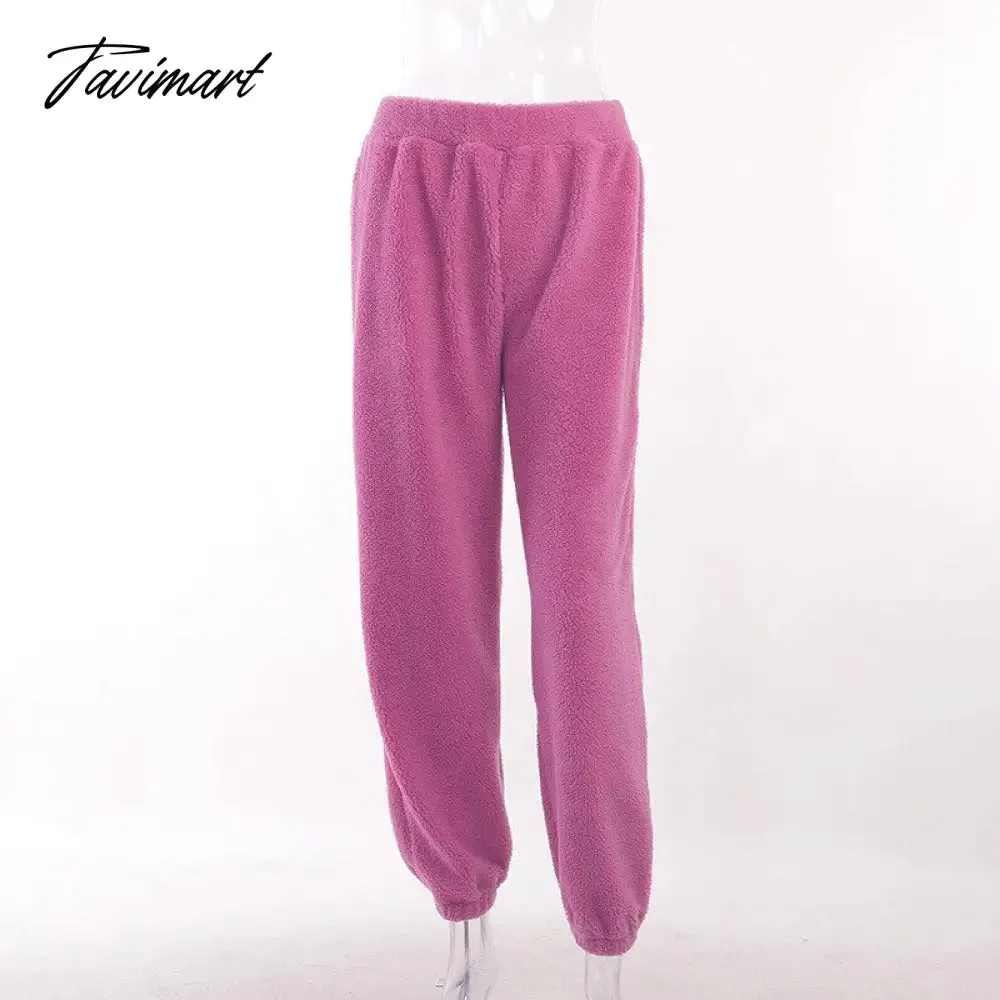 Tavimart Fleece Tracksuits Women's Winter Set Fashion Streetwear Y2k Casual Bra Vest Sweatpants Crop Tops 3 Piece Set Sexy Outfit