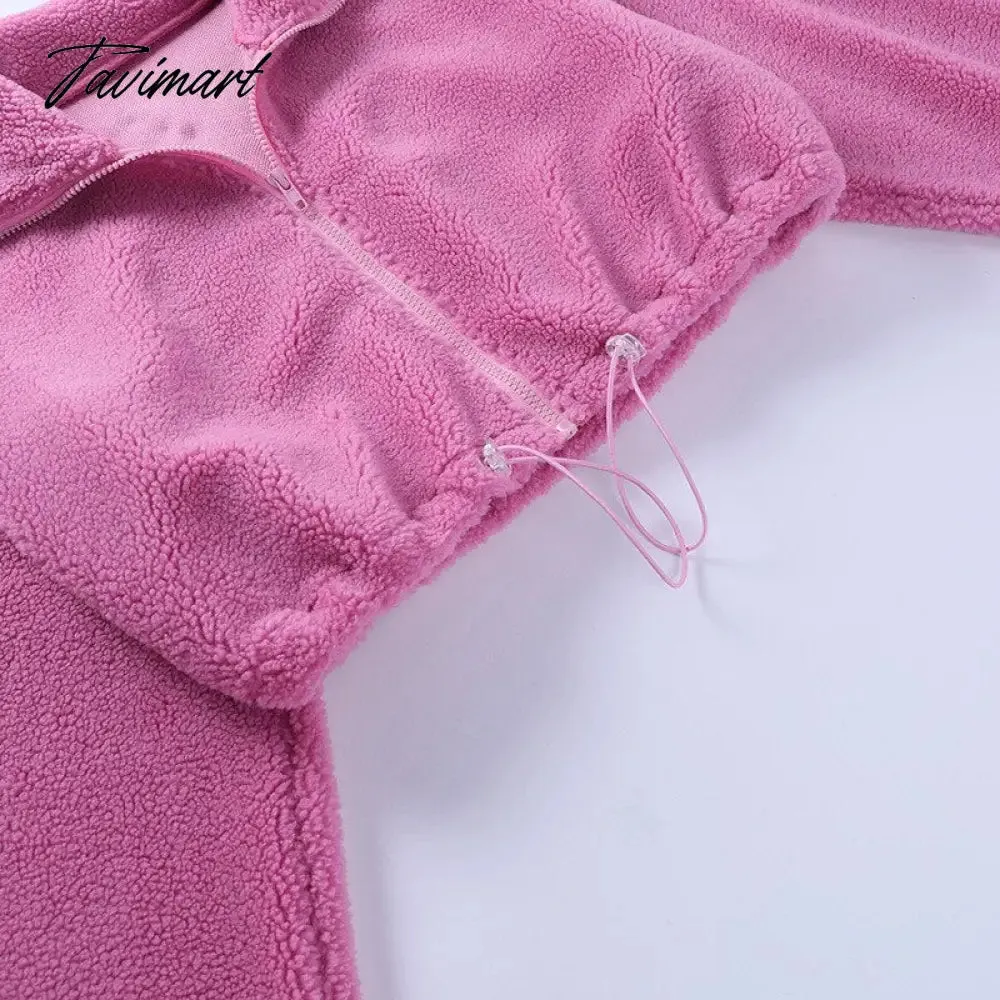 Tavimart Fleece Tracksuits Women's Winter Set Fashion Streetwear Y2k Casual Bra Vest Sweatpants Crop Tops 3 Piece Set Sexy Outfit