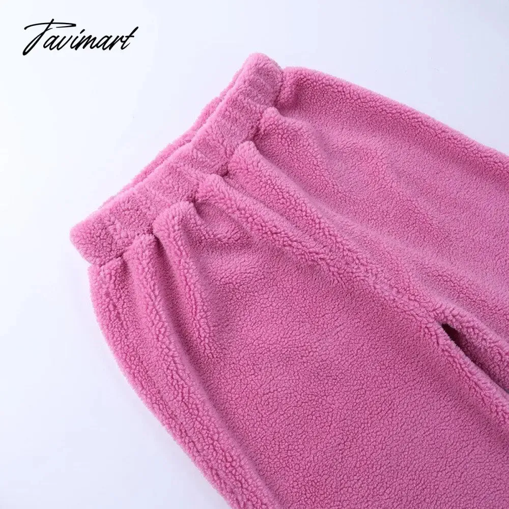 Tavimart Fleece Tracksuits Women's Winter Set Fashion Streetwear Y2k Casual Bra Vest Sweatpants Crop Tops 3 Piece Set Sexy Outfit