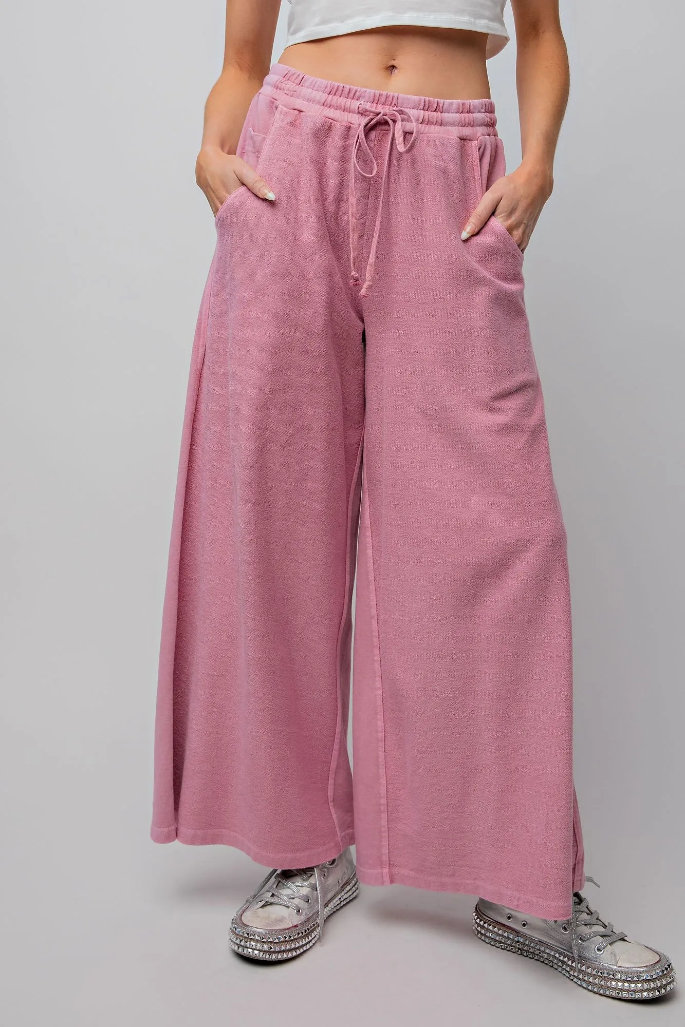 Terry Wide Leg Pants by Easel - Dried Rose