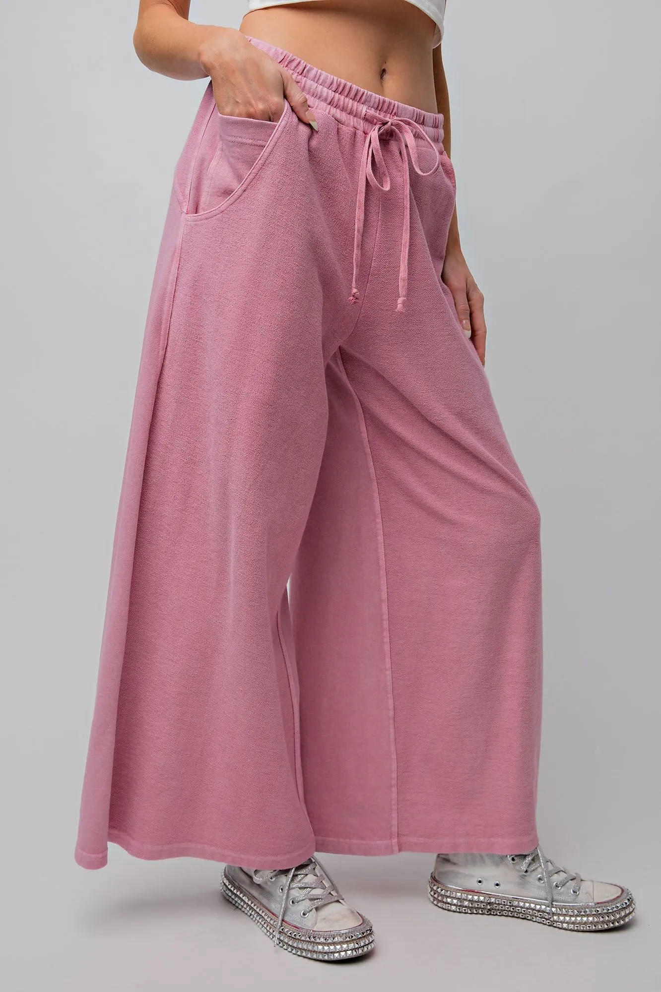 Terry Wide Leg Pants by Easel - Dried Rose