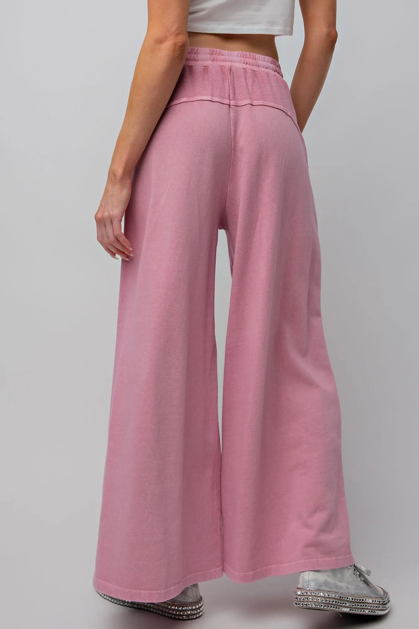 Terry Wide Leg Pants by Easel - Dried Rose